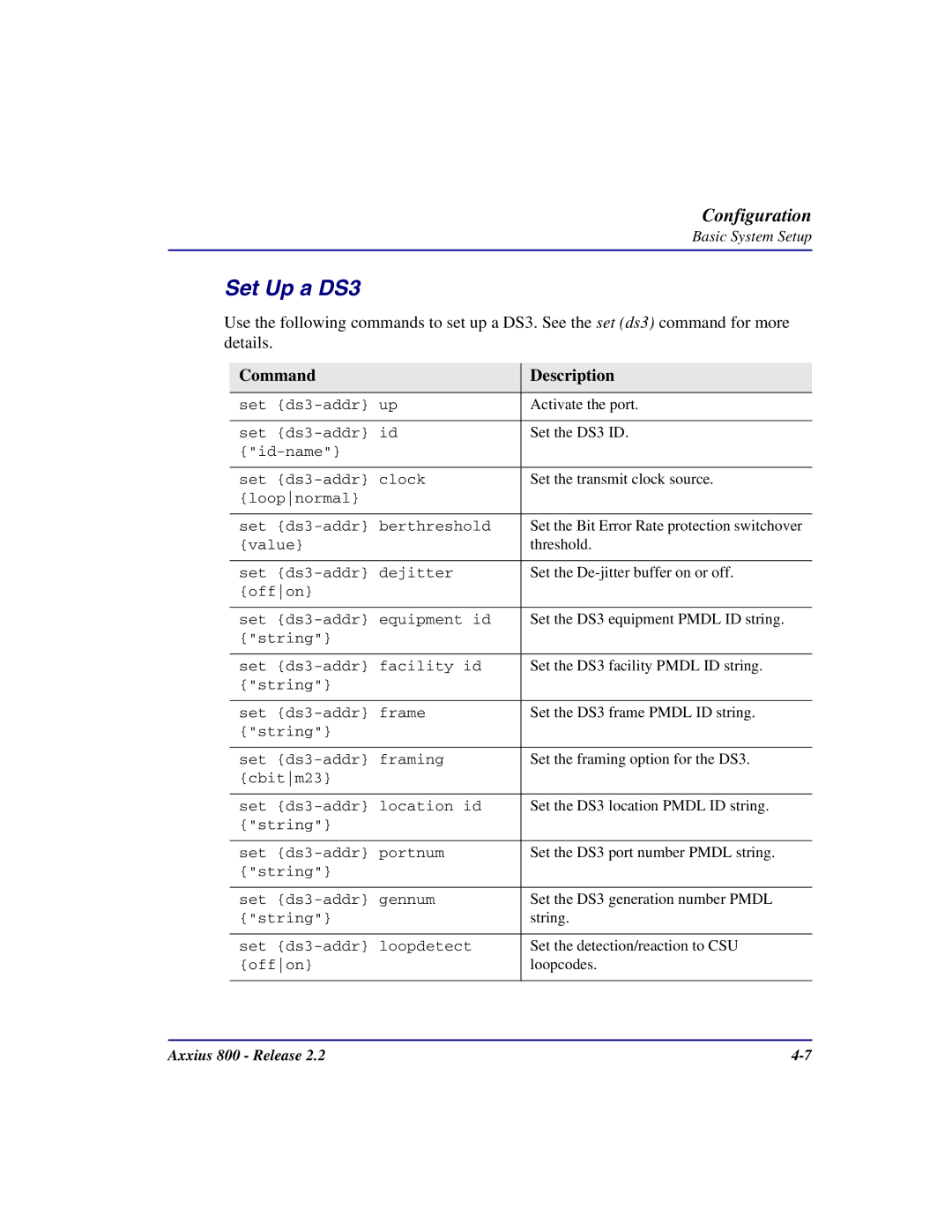 Carrier Access Axxius 800 user manual Set Up a DS3 