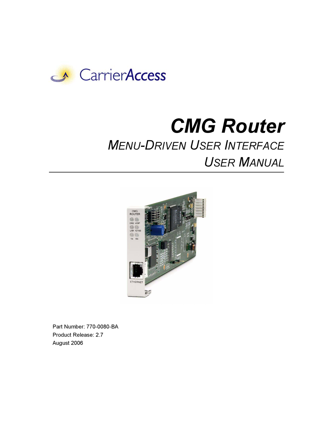 Carrier Access CMG Router user manual 