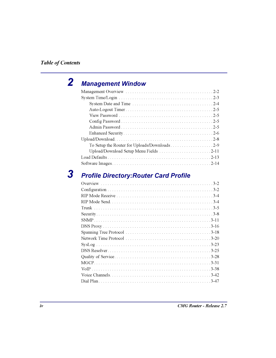 Carrier Access CMG Router user manual Management Window, Profile DirectoryRouter Card Profile 