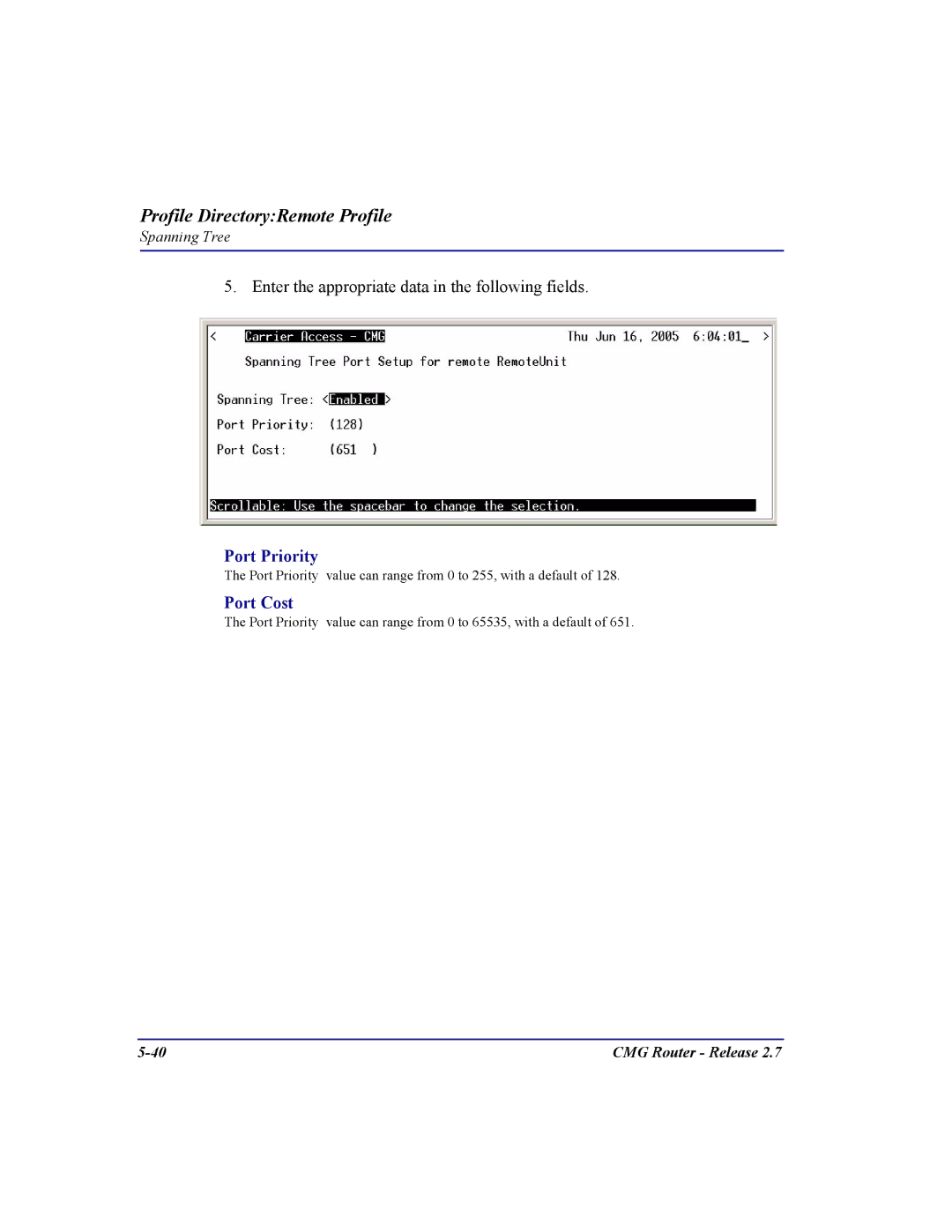 Carrier Access CMG Router user manual Port Priority 