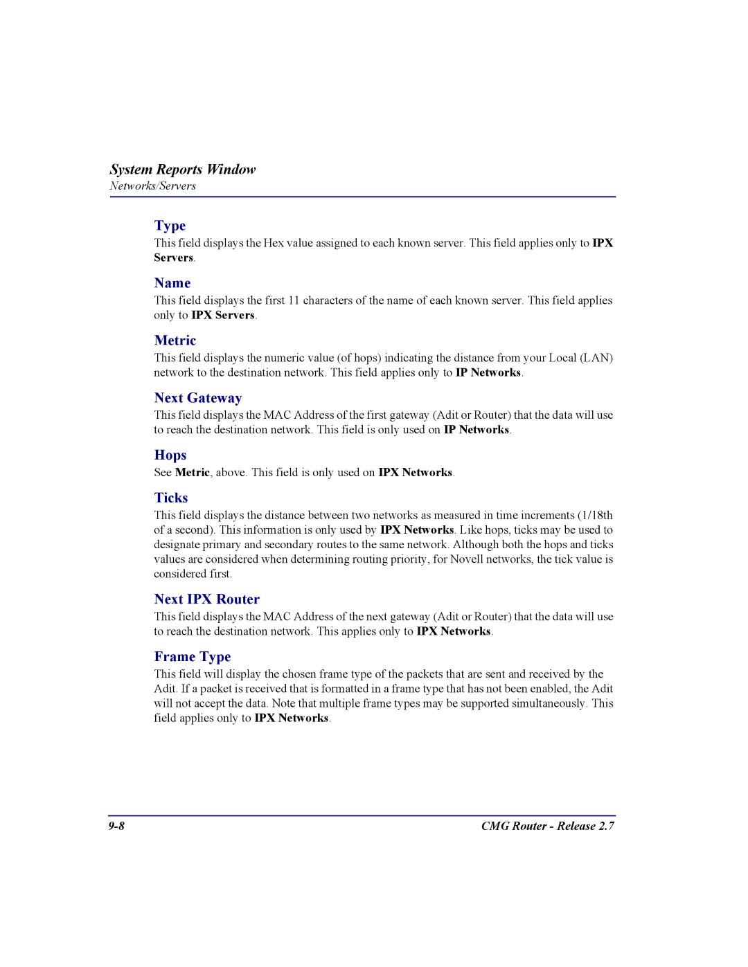 Carrier Access CMG Router user manual Frame Type 