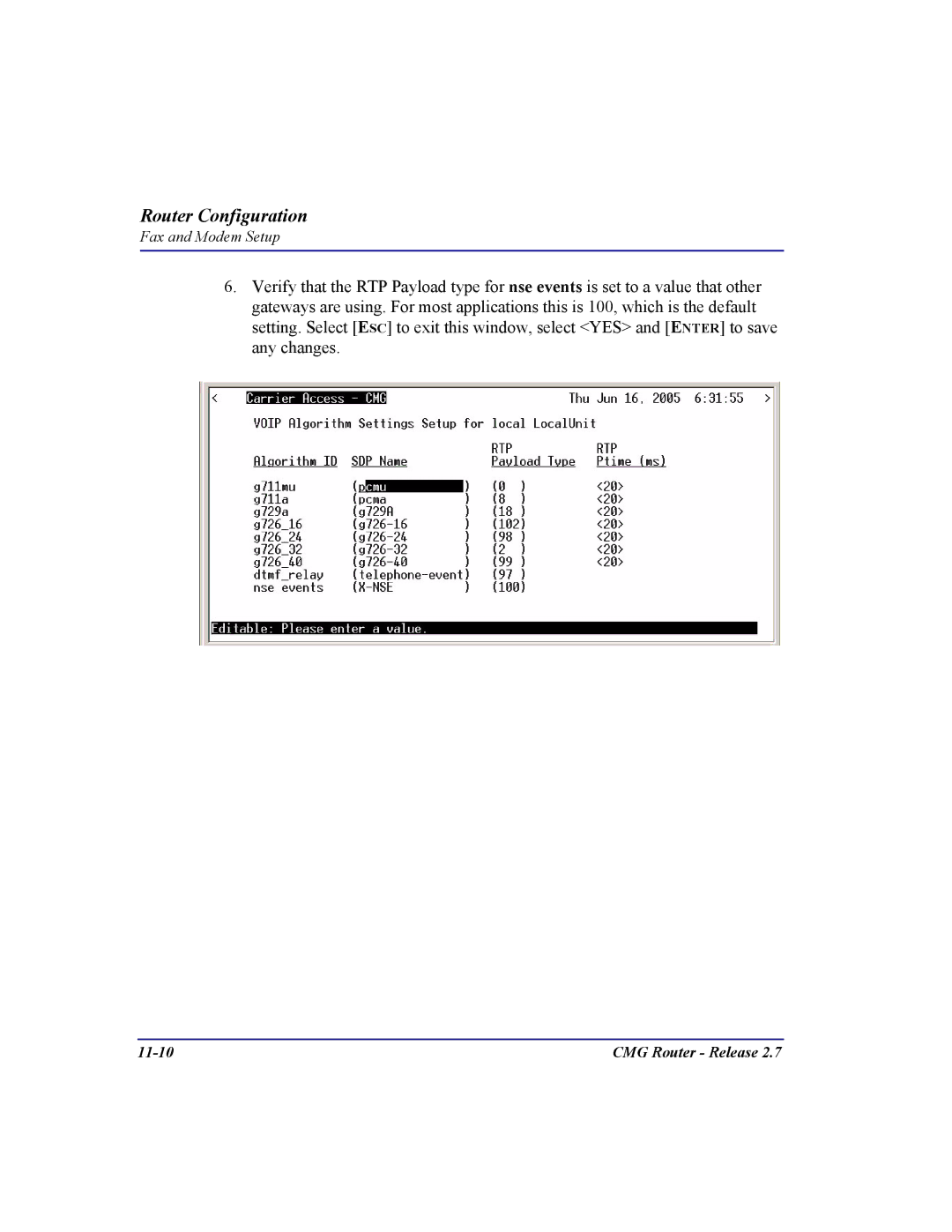 Carrier Access CMG Router user manual 11-10 