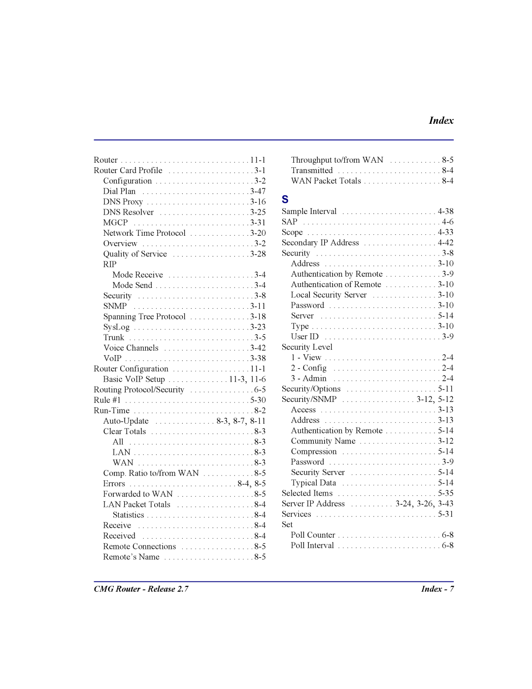 Carrier Access CMG Router user manual Index 