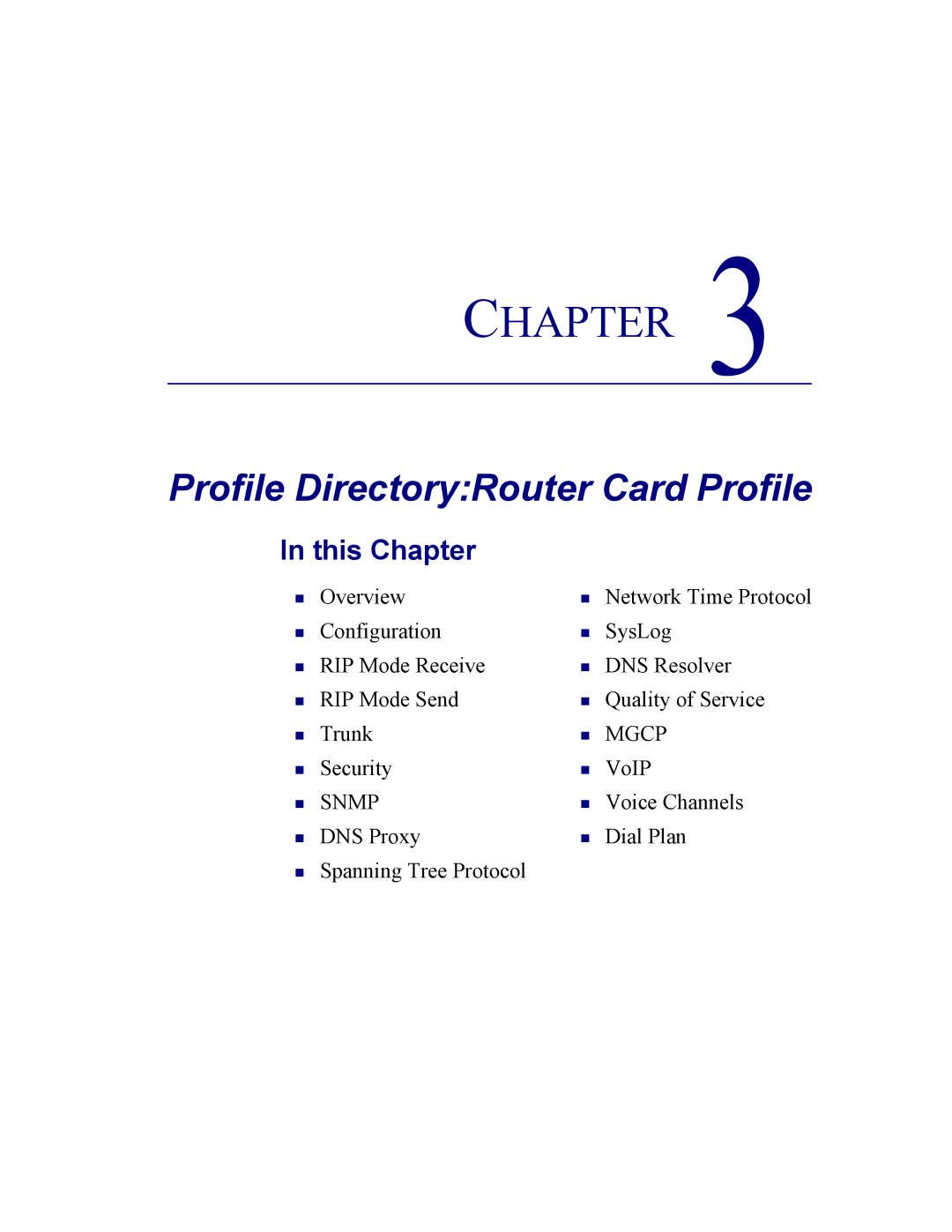 Carrier Access CMG Router user manual Profile DirectoryRouter Card Profile 