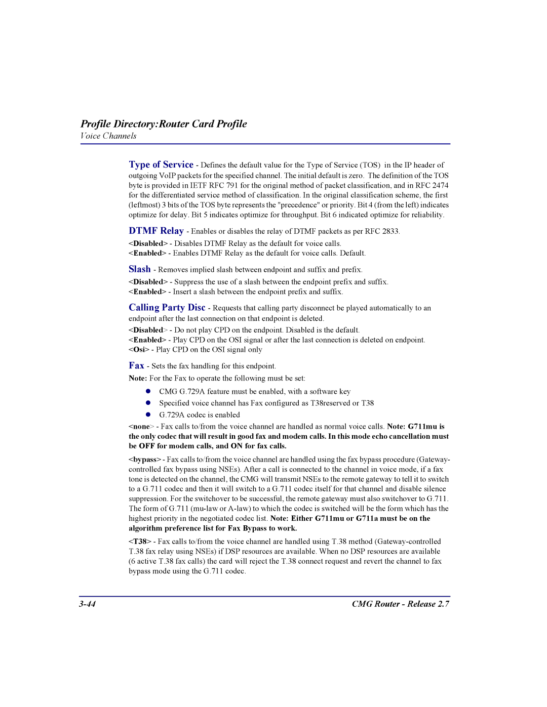 Carrier Access CMG Router user manual Profile DirectoryRouter Card Profile 