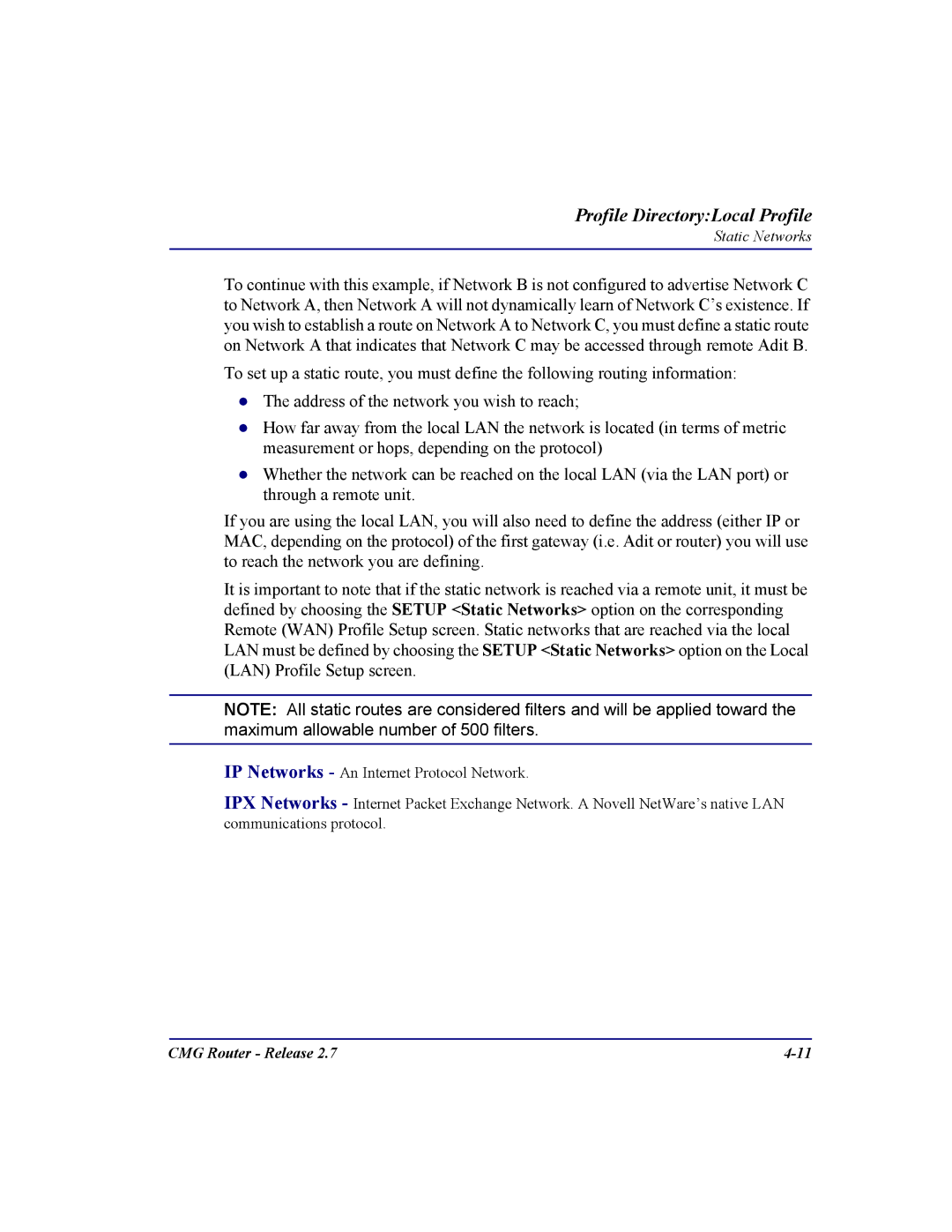 Carrier Access CMG Router user manual Profile DirectoryLocal Profile 