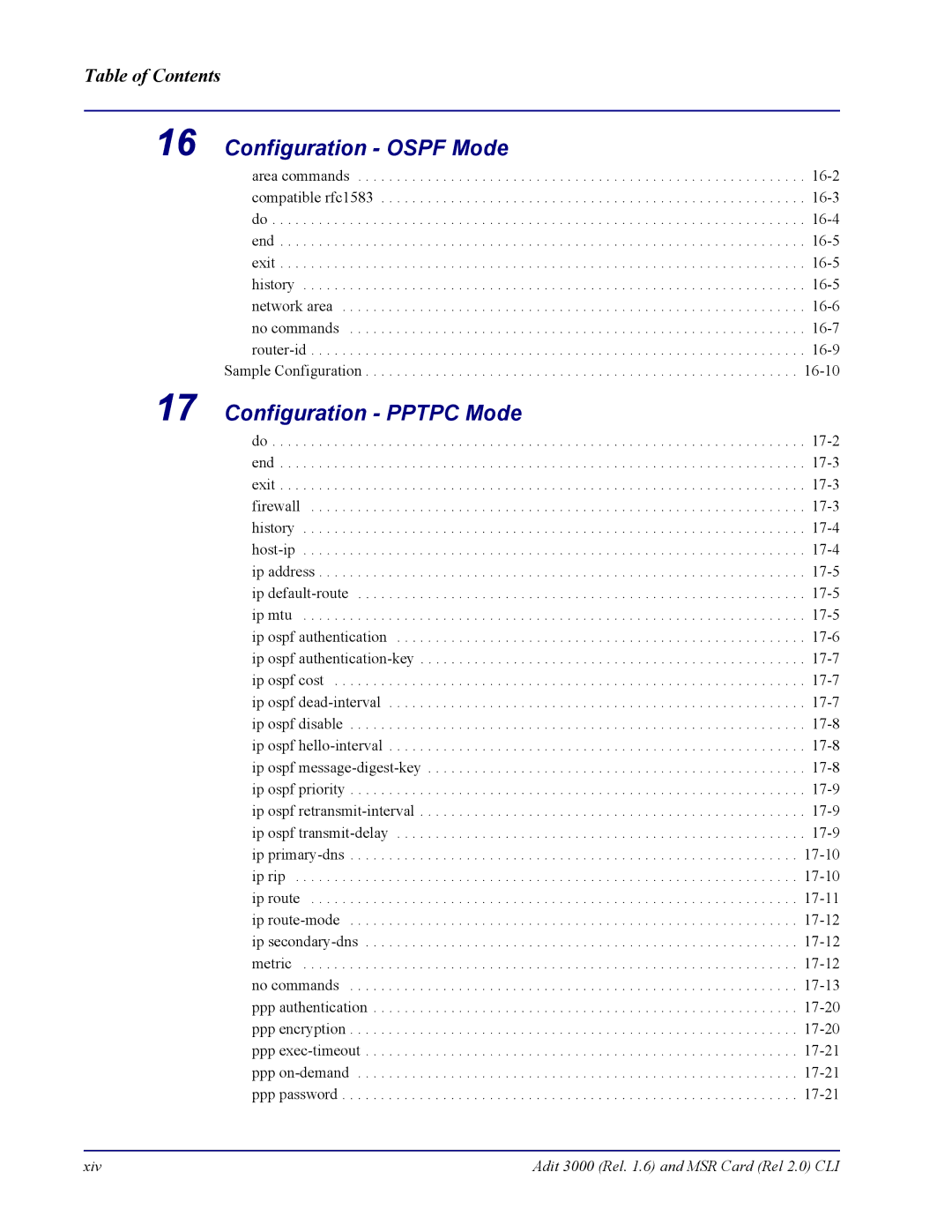 Carrier Access none manual Configuration Ospf Mode, Configuration Pptpc Mode 