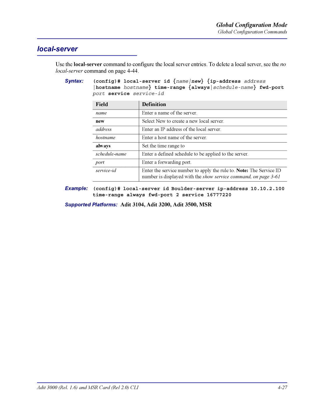 Carrier Access none manual Local-server, New 