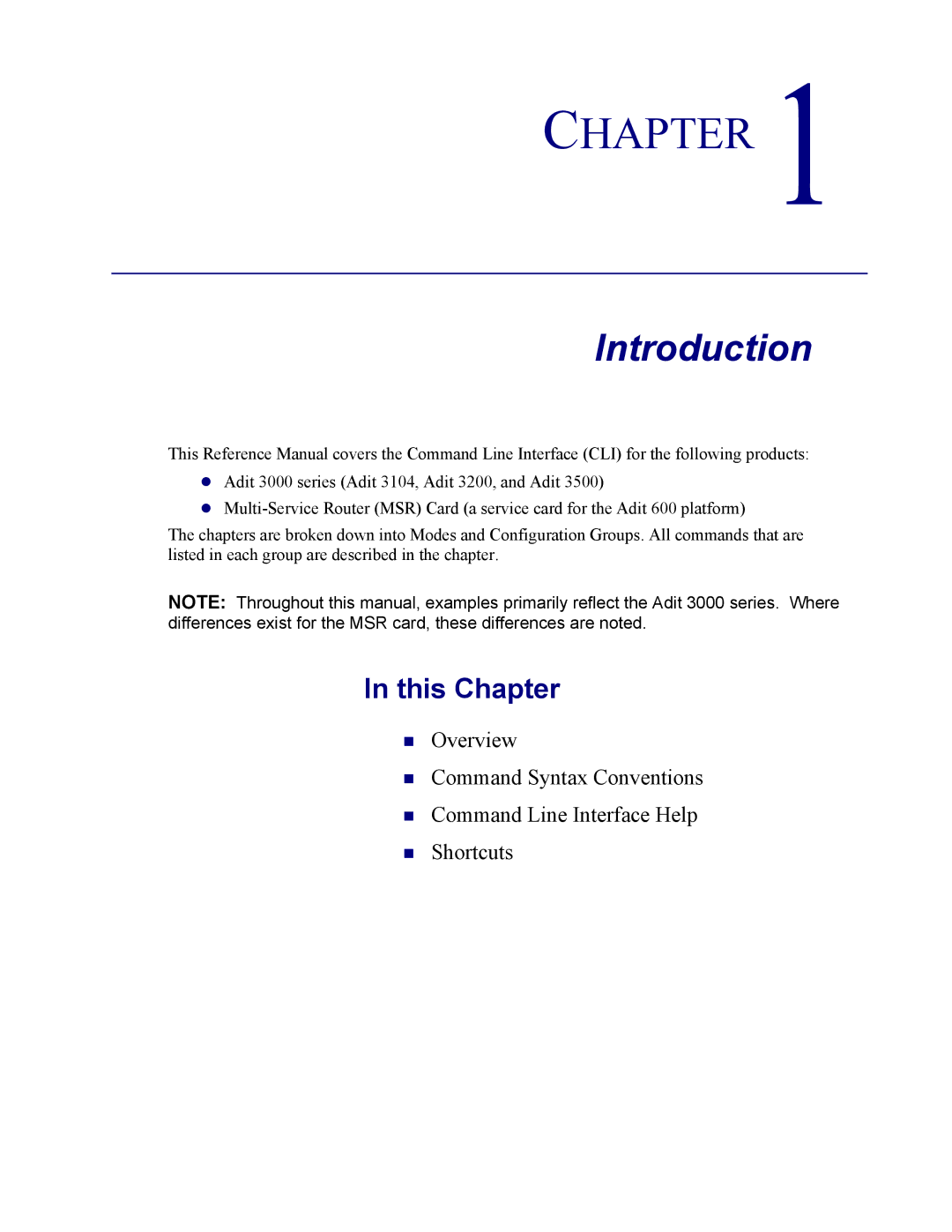 Carrier Access none manual Introduction, This Chapter 