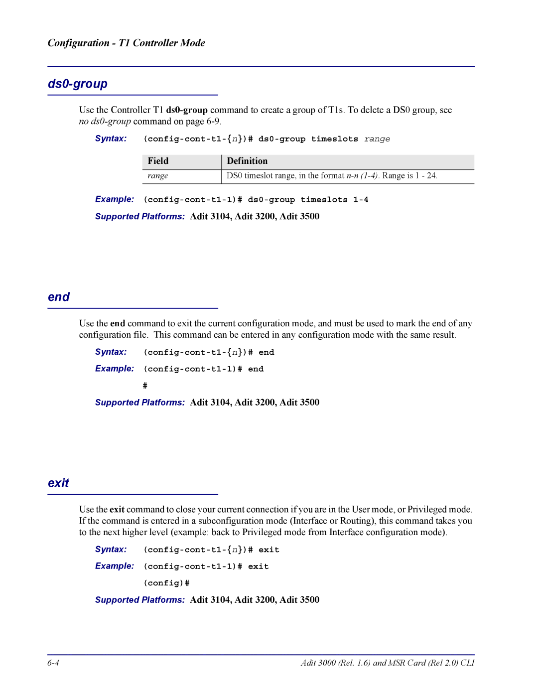 Carrier Access none manual Ds0-group, Syntax config-cont-t1-n# ds0-group timeslots range 