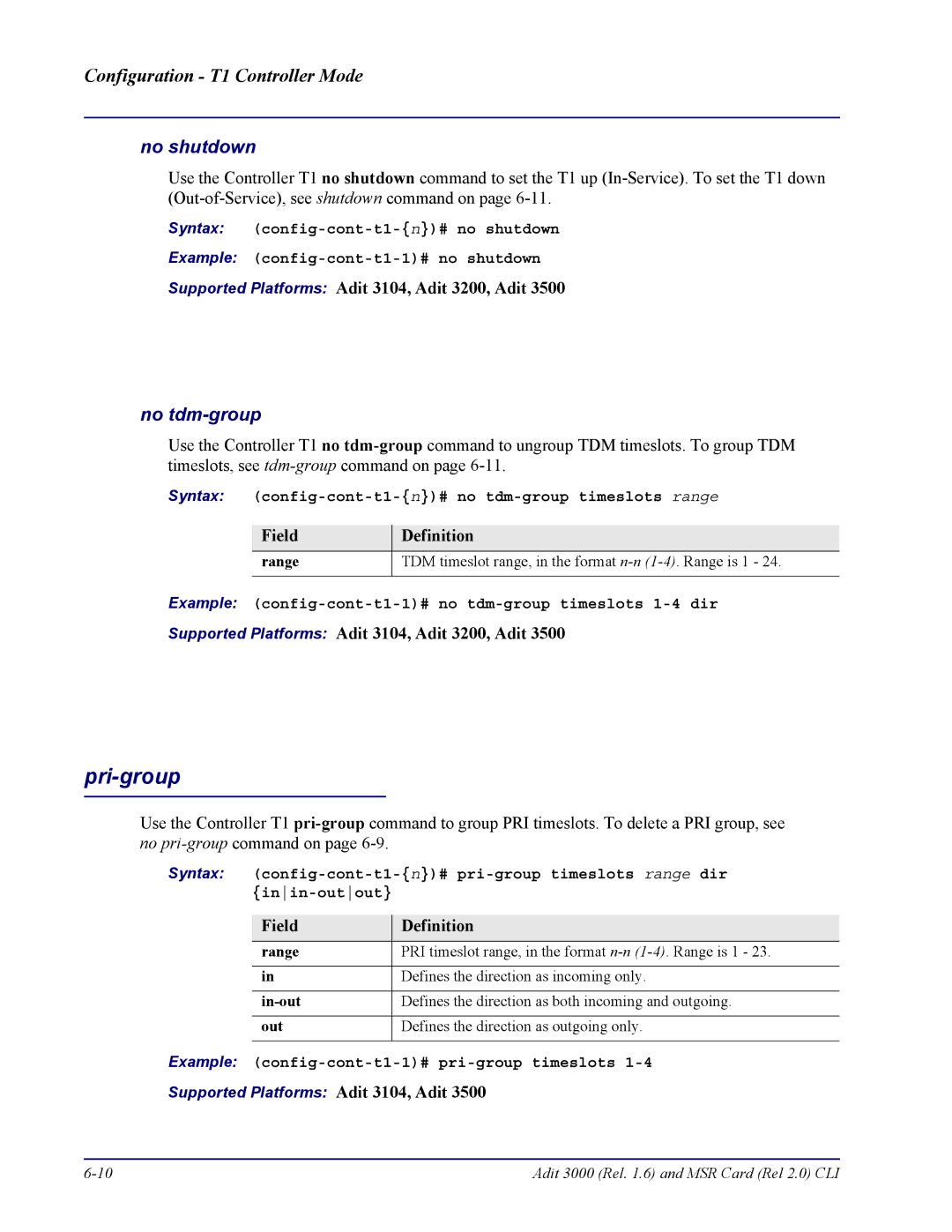 Carrier Access none manual Pri-group, No tdm-group, In-out 