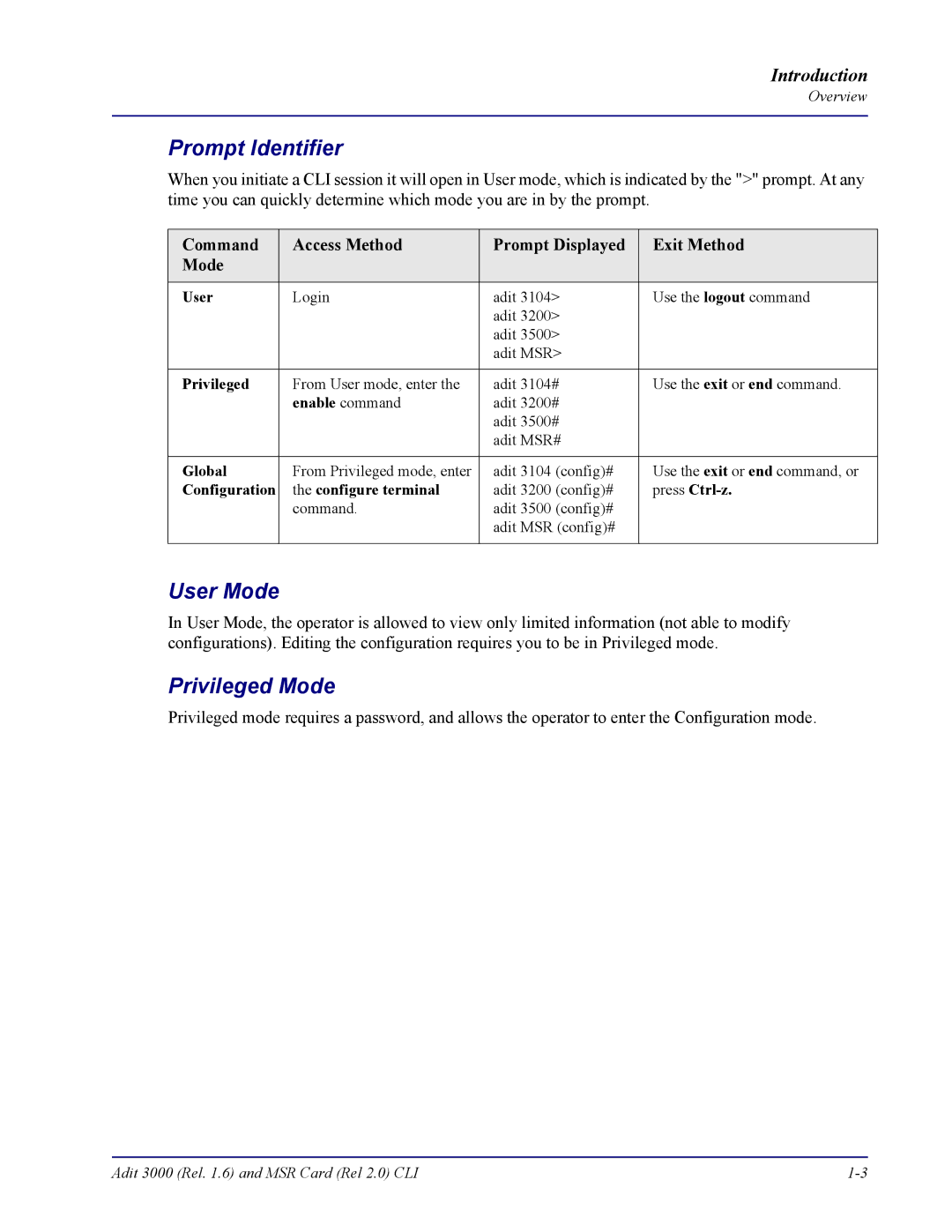 Carrier Access none manual Prompt Identifier 