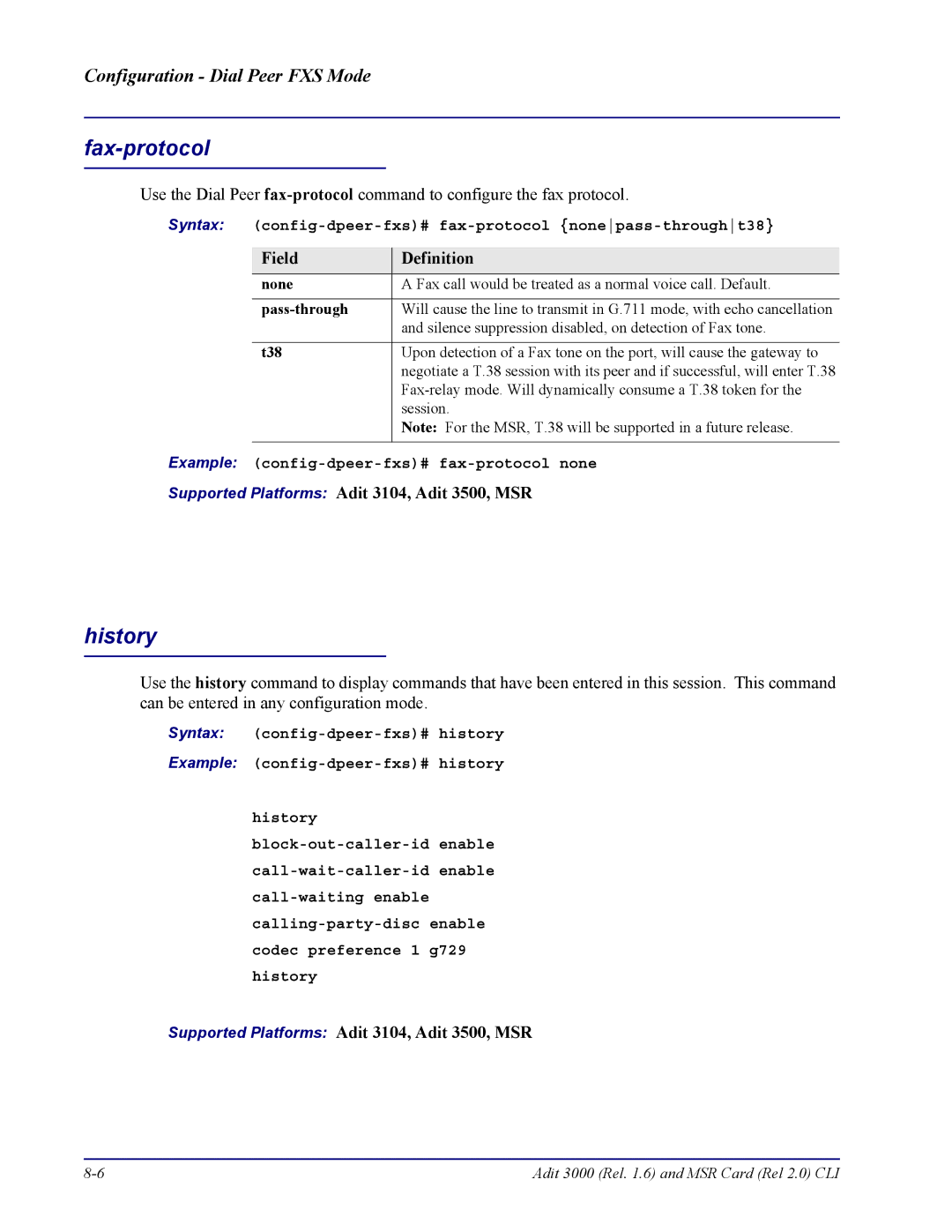 Carrier Access manual Fax-protocol, Syntax config-dpeer-fxs# fax-protocol nonepass-throught38, Pass-through, T38 