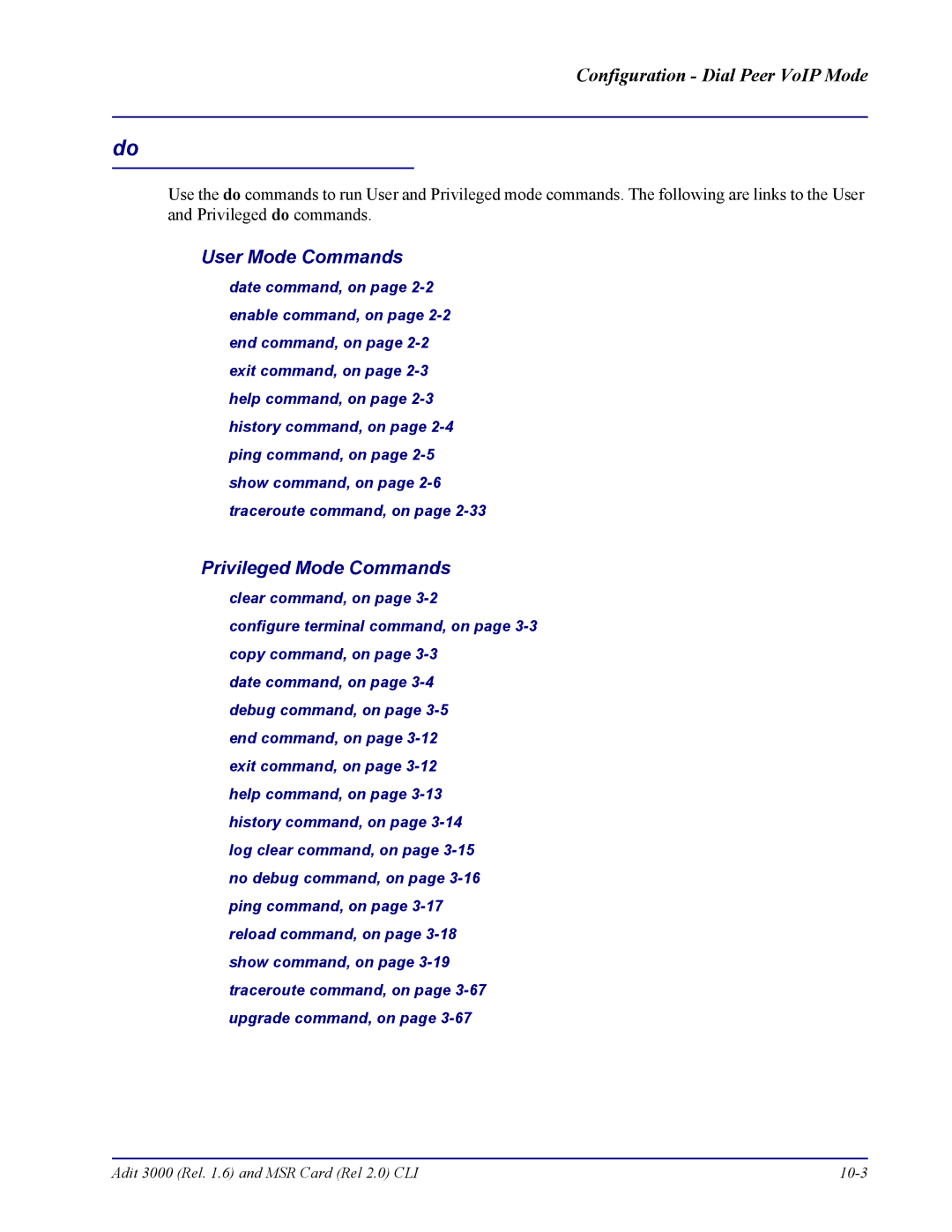 Carrier Access none manual Adit 3000 Rel .6 and MSR Card Rel 2.0 CLI 10-3 