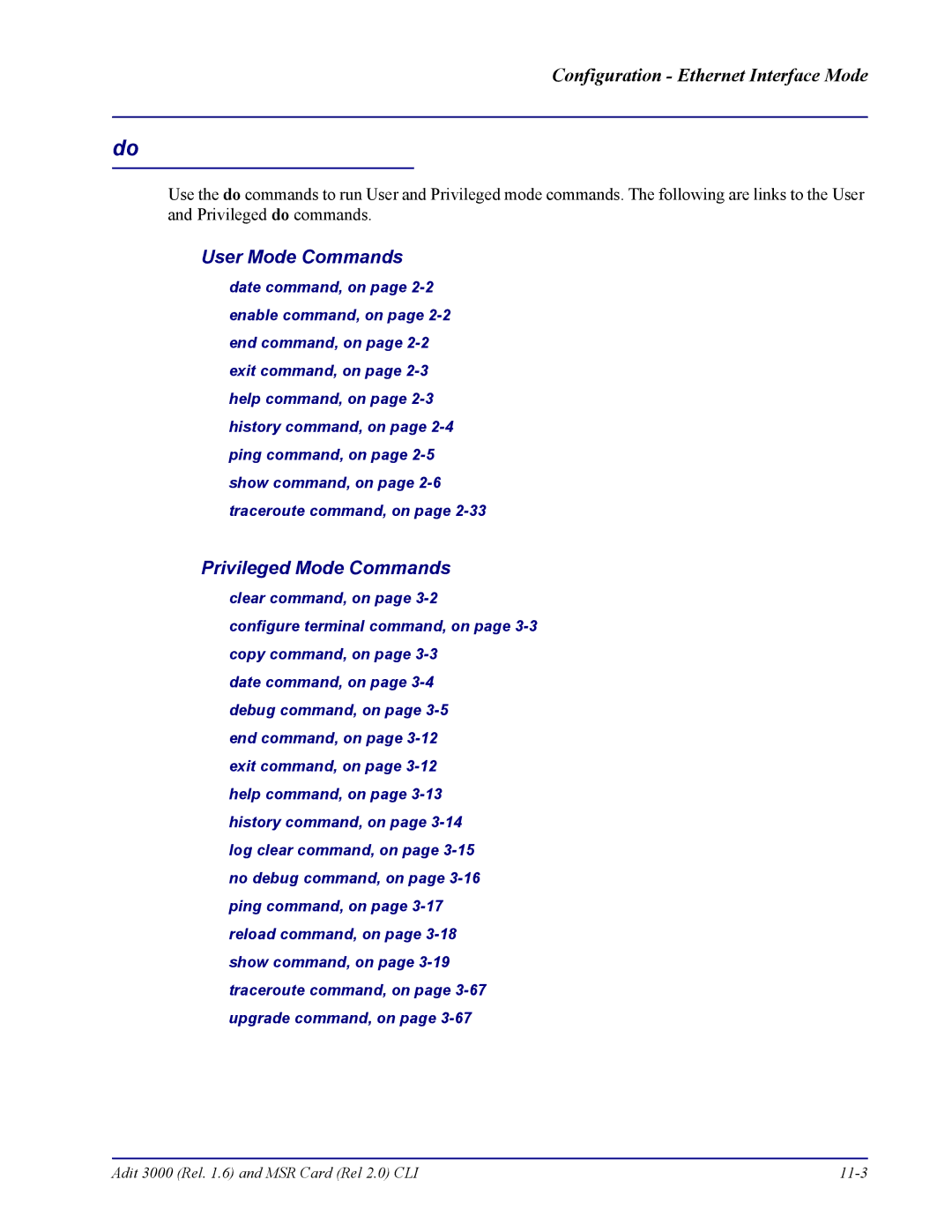 Carrier Access none manual Adit 3000 Rel .6 and MSR Card Rel 2.0 CLI 11-3 