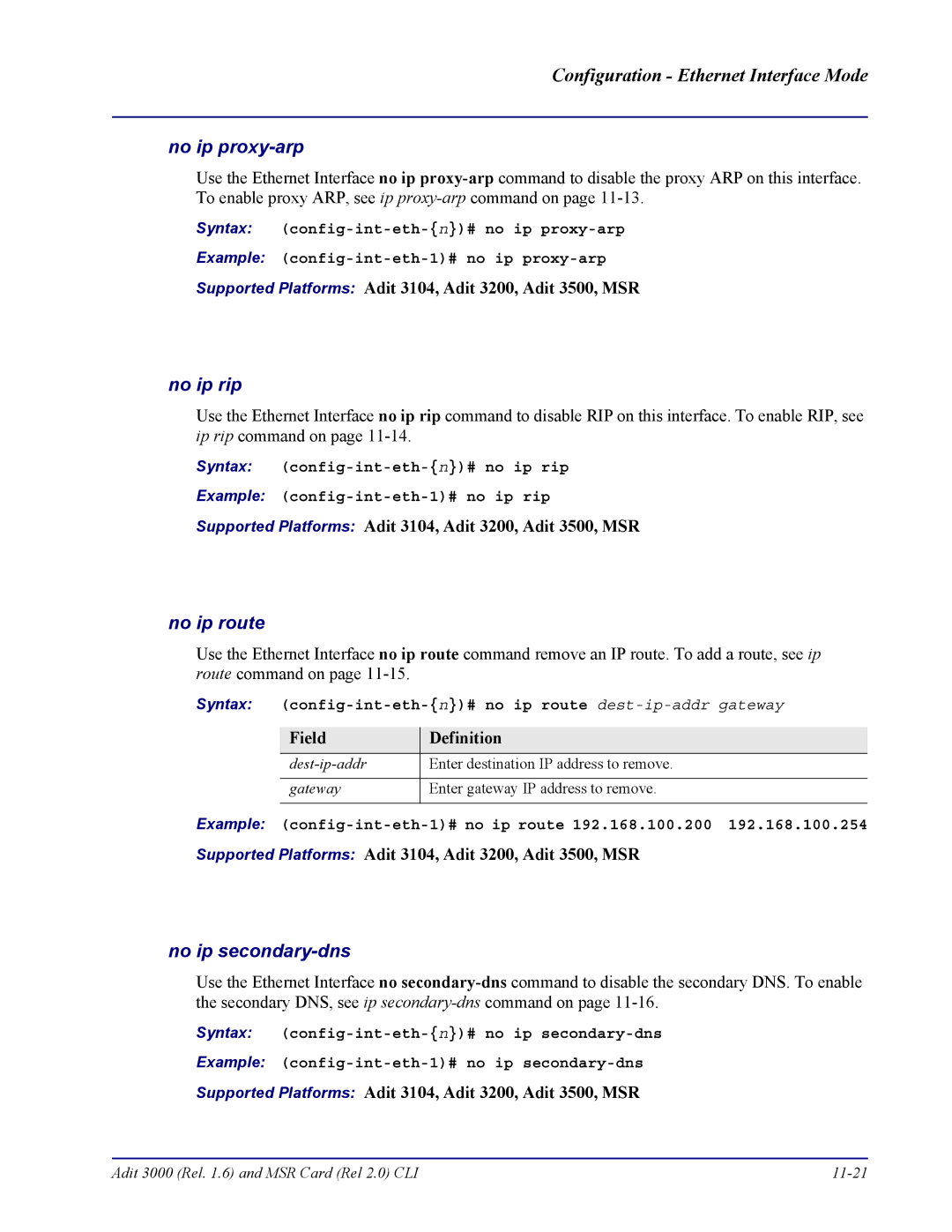 Carrier Access none manual No ip proxy-arp, No ip rip, No ip route, No ip secondary-dns 