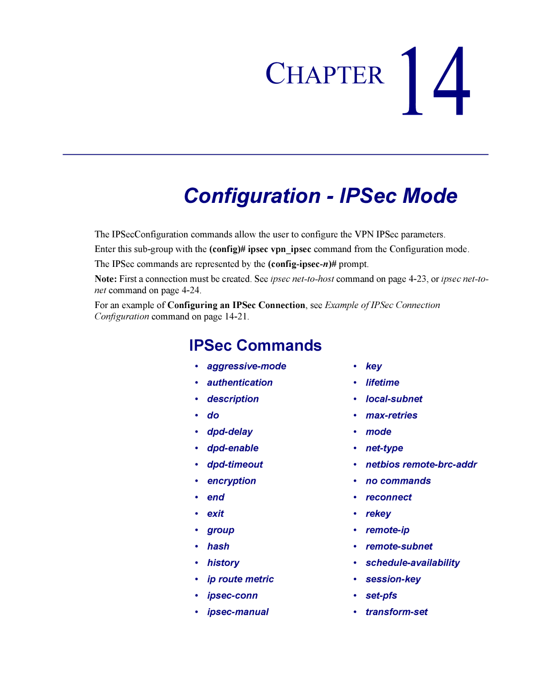 Carrier Access none manual Configuration IPSec Mode, IPSec Commands 