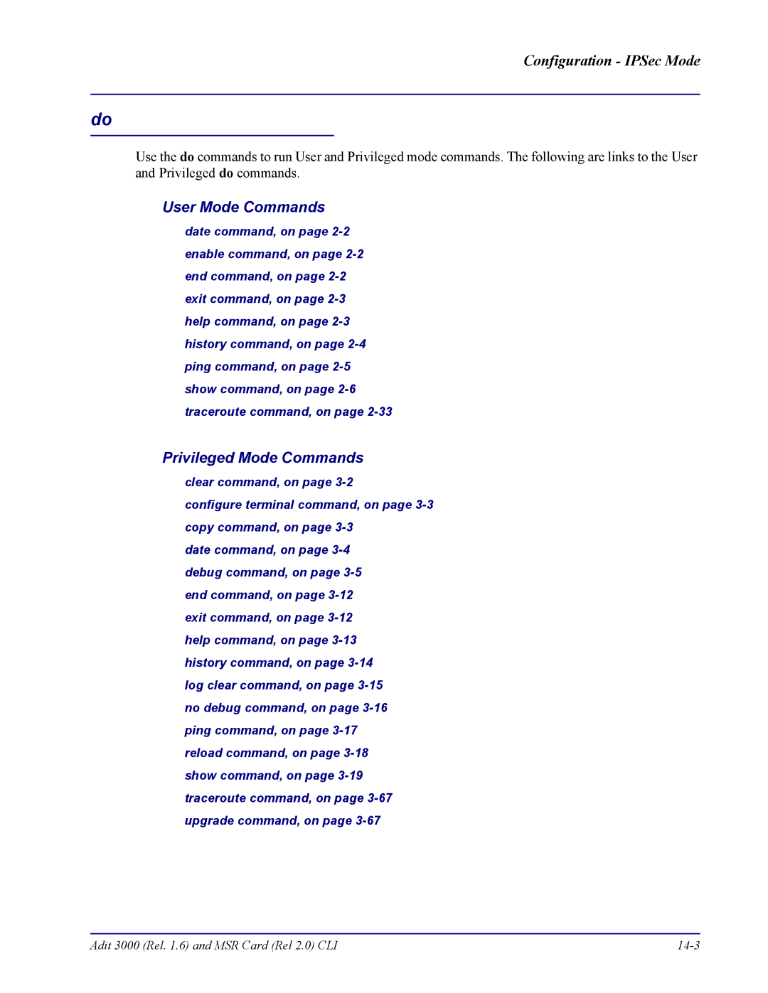 Carrier Access none manual Adit 3000 Rel .6 and MSR Card Rel 2.0 CLI 14-3 