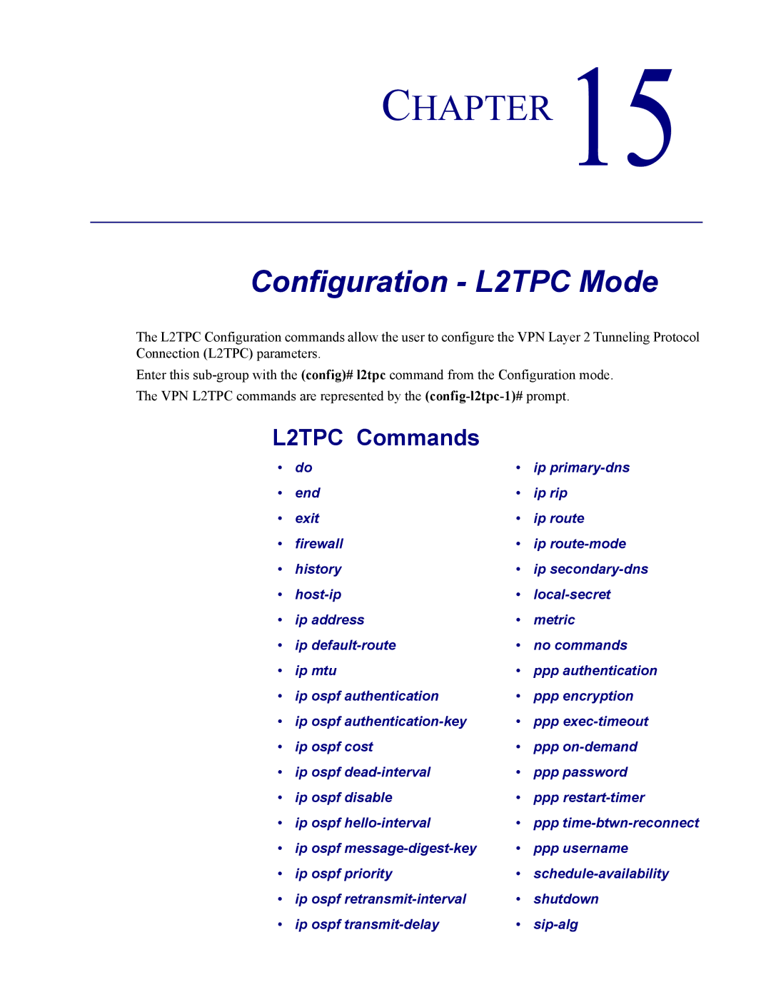 Carrier Access none manual Configuration L2TPC Mode, L2TPC Commands 