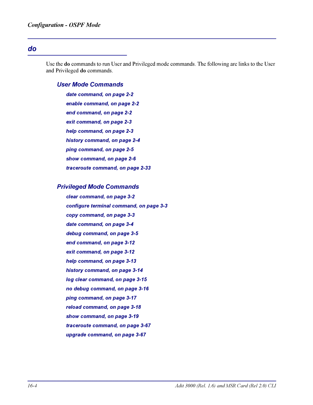 Carrier Access none manual Adit 3000 Rel .6 and MSR Card Rel 2.0 CLI 