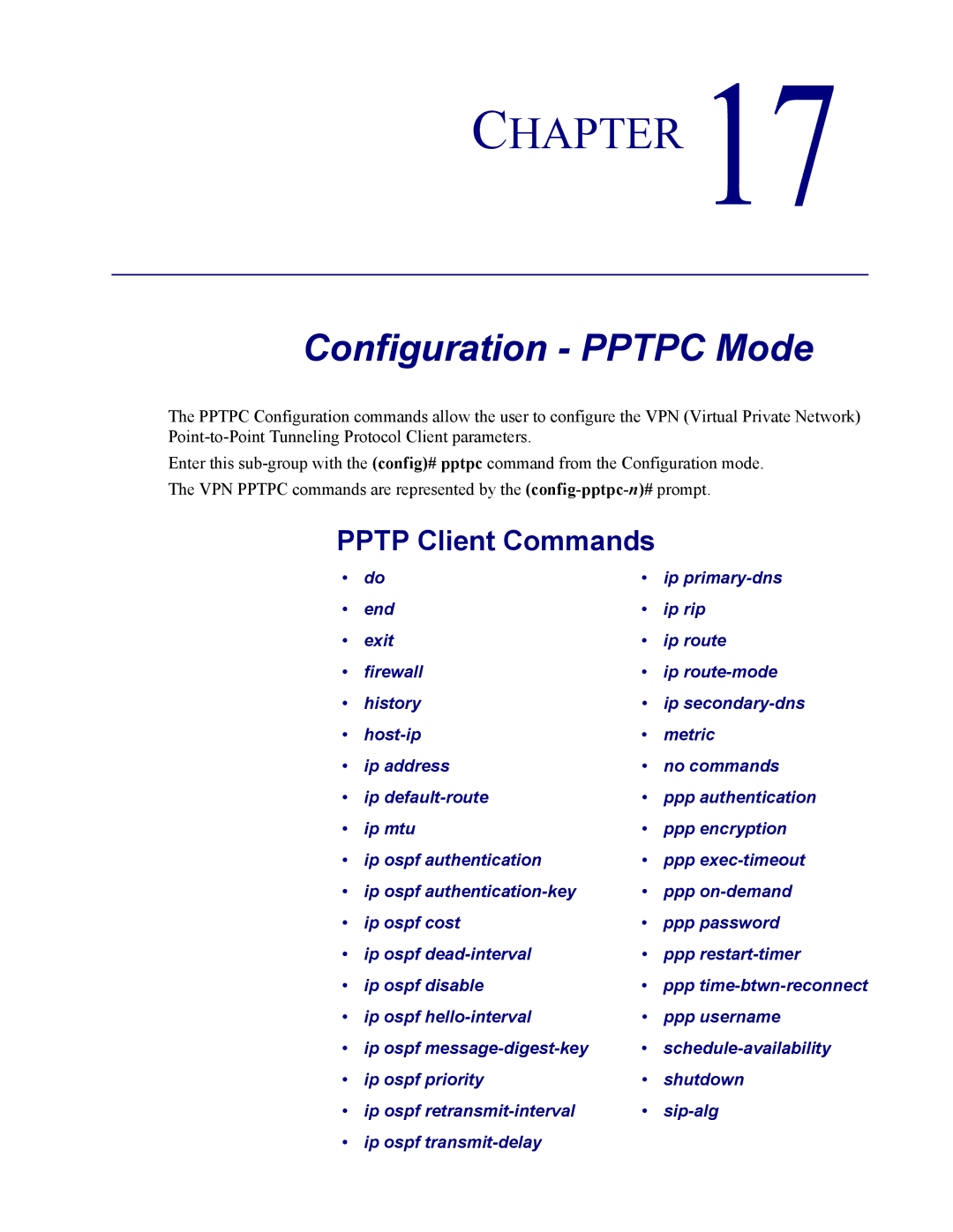 Carrier Access none manual Configuration Pptpc Mode, Pptp Client Commands 