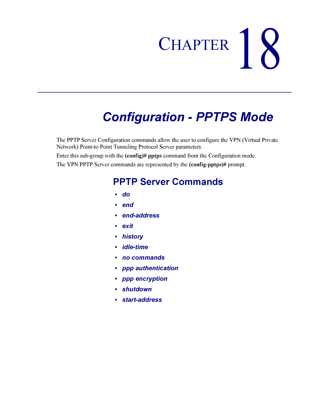 Carrier Access none manual Configuration Pptps Mode, Pptp Server Commands 