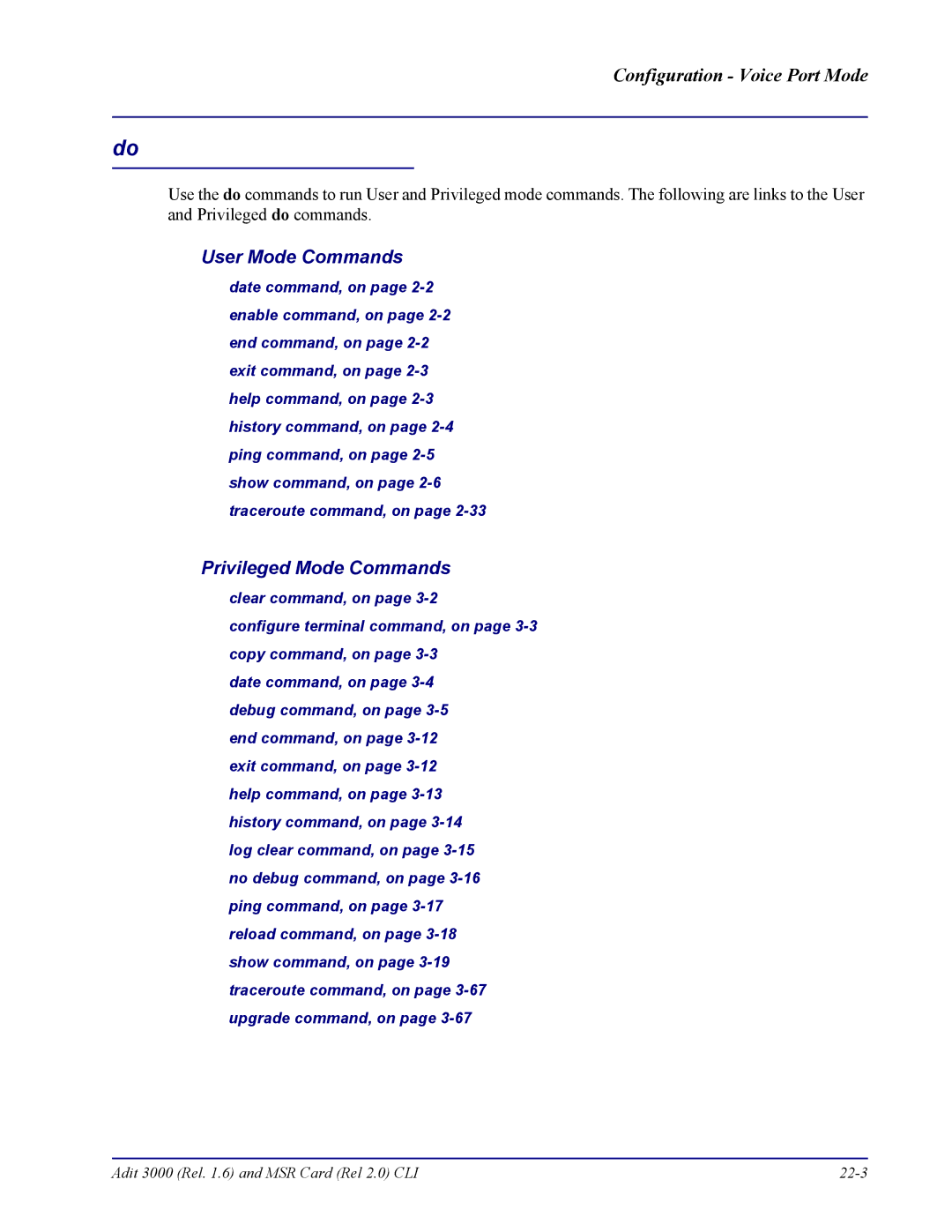 Carrier Access none manual Adit 3000 Rel .6 and MSR Card Rel 2.0 CLI 22-3 