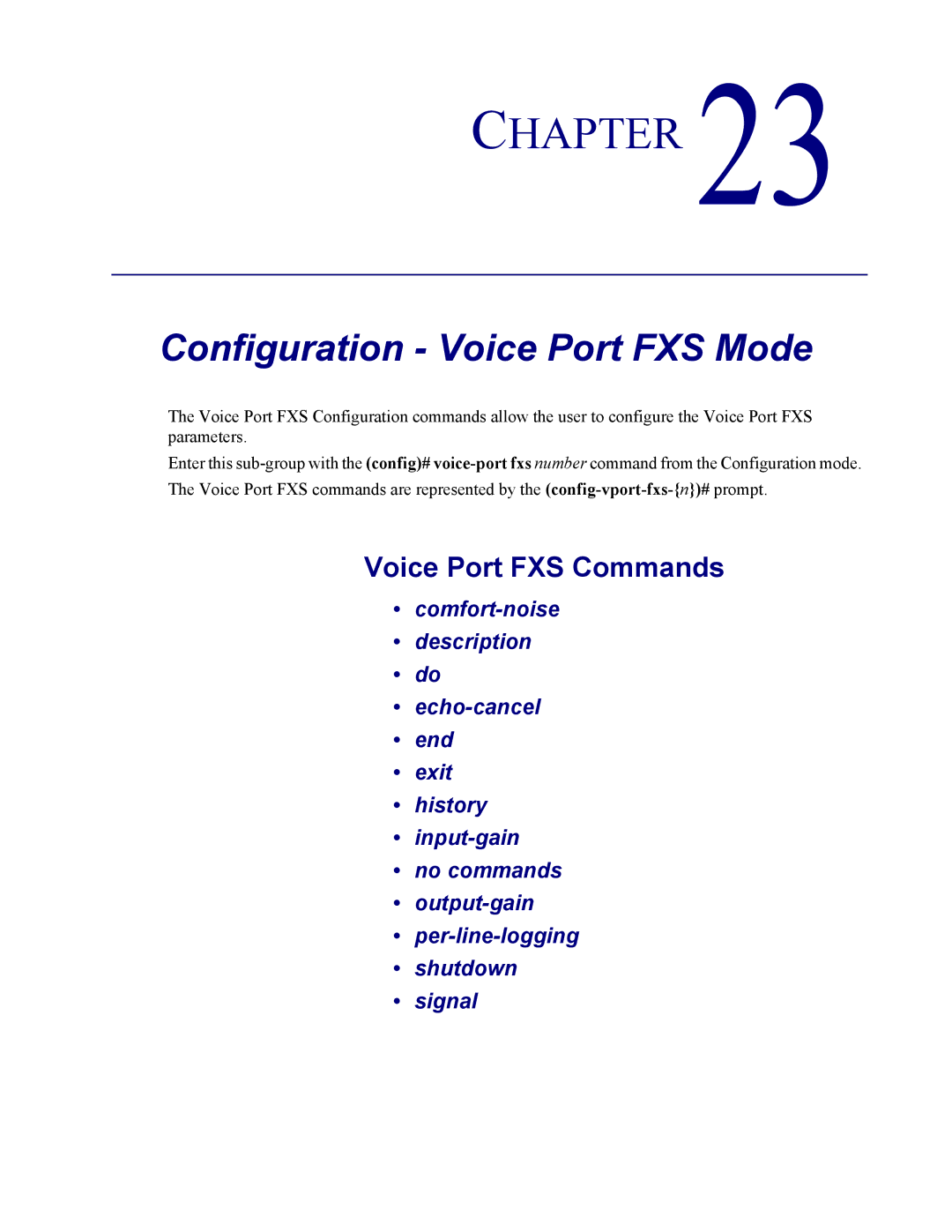 Carrier Access none manual Configuration Voice Port FXS Mode, Voice Port FXS Commands 