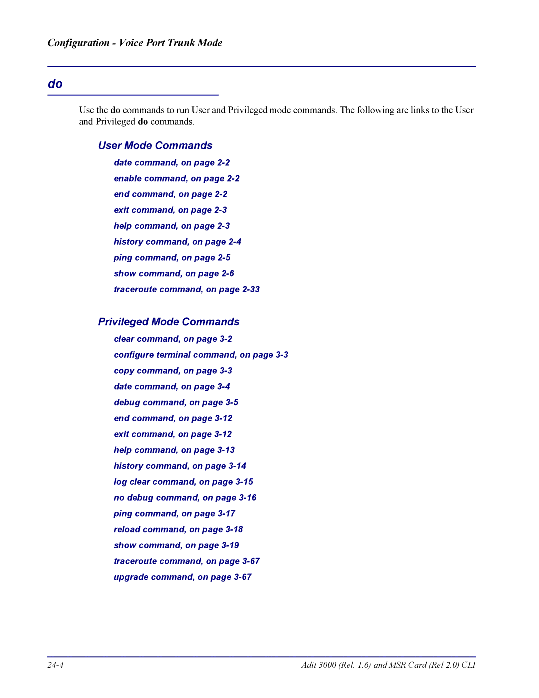 Carrier Access none manual Adit 3000 Rel .6 and MSR Card Rel 2.0 CLI 