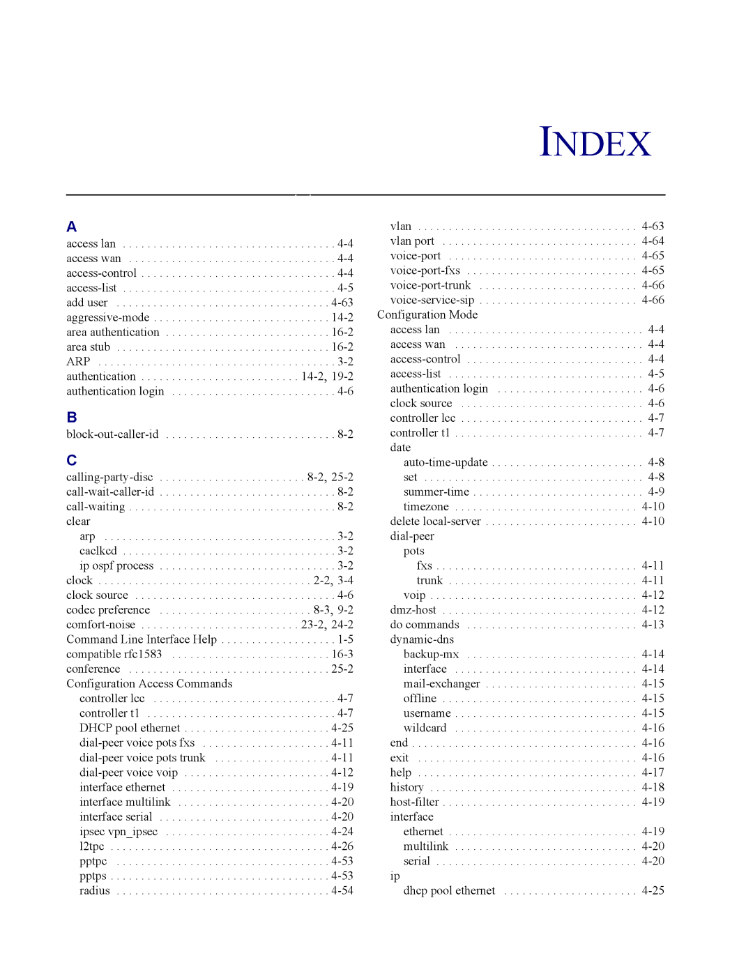 Carrier Access none manual Index 