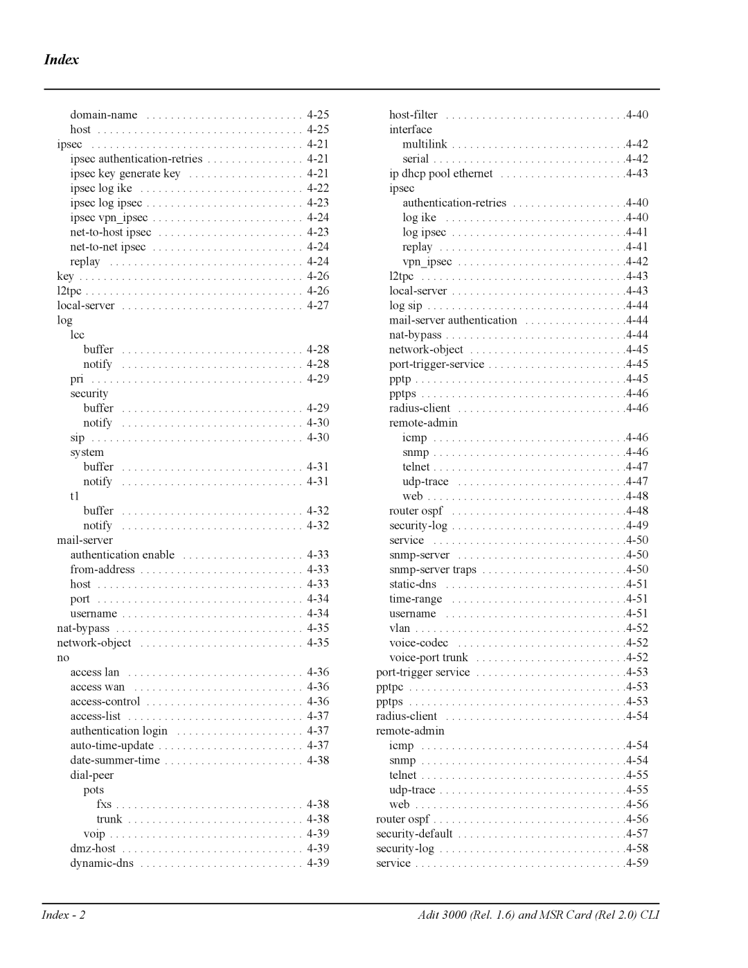 Carrier Access none manual Index 