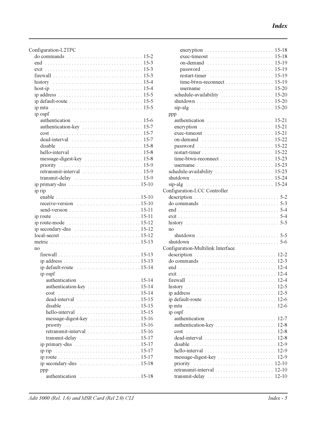 Carrier Access none manual Index 