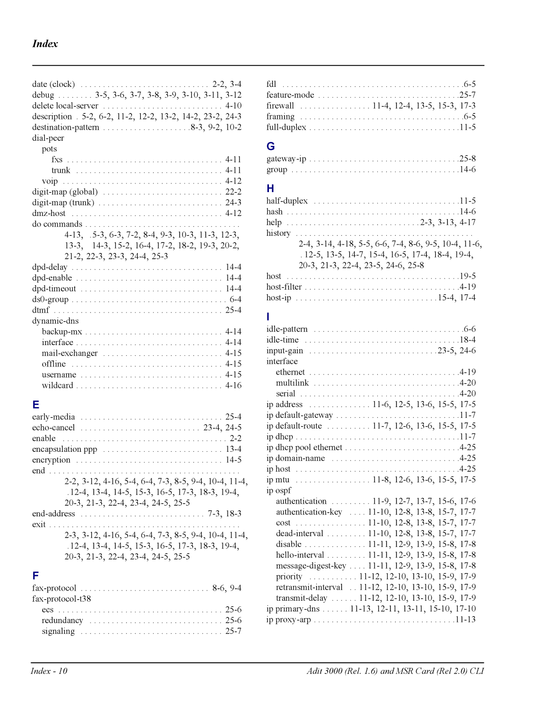 Carrier Access none manual Index 