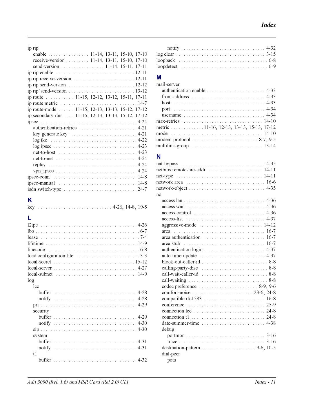 Carrier Access none manual Index 