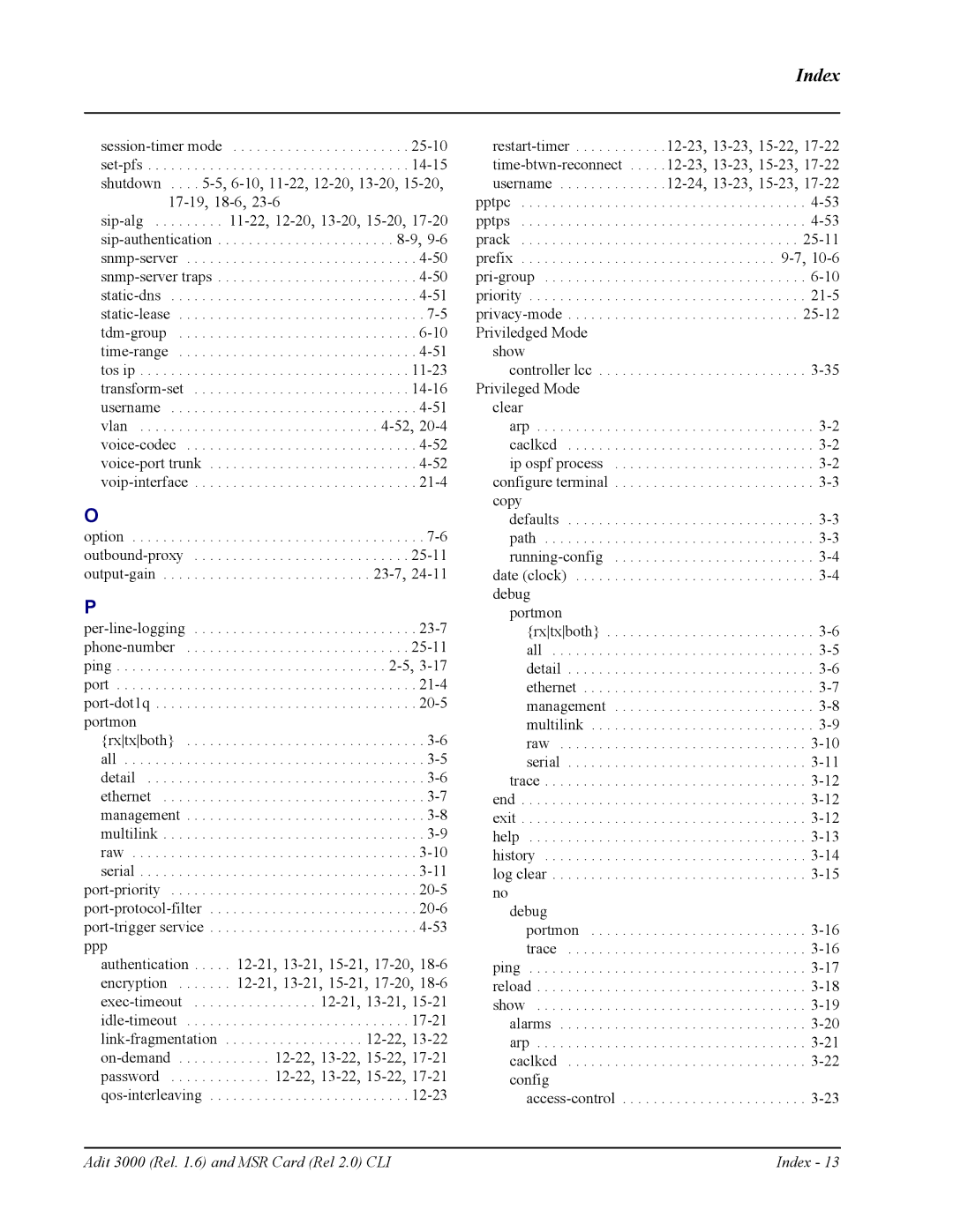 Carrier Access none manual Index 