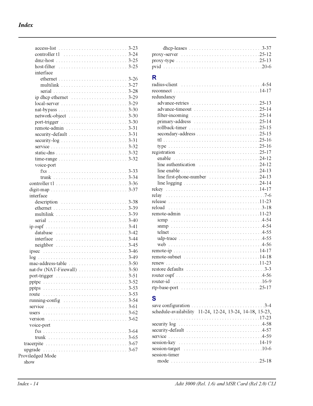 Carrier Access none manual Index 