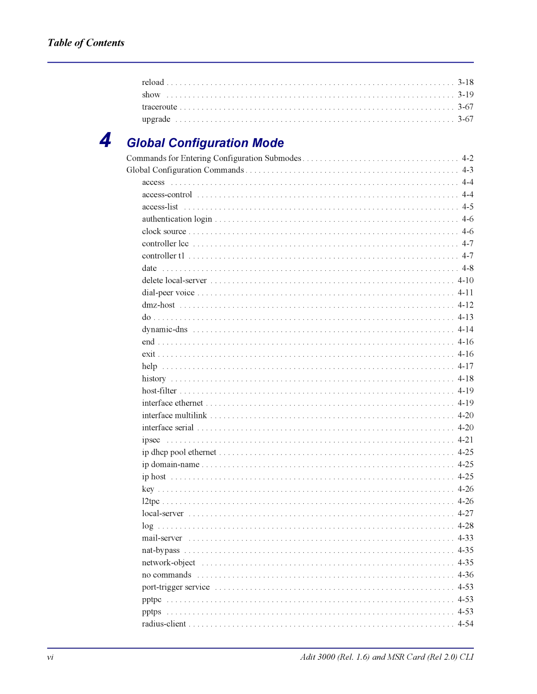 Carrier Access none manual Global Configuration Mode 