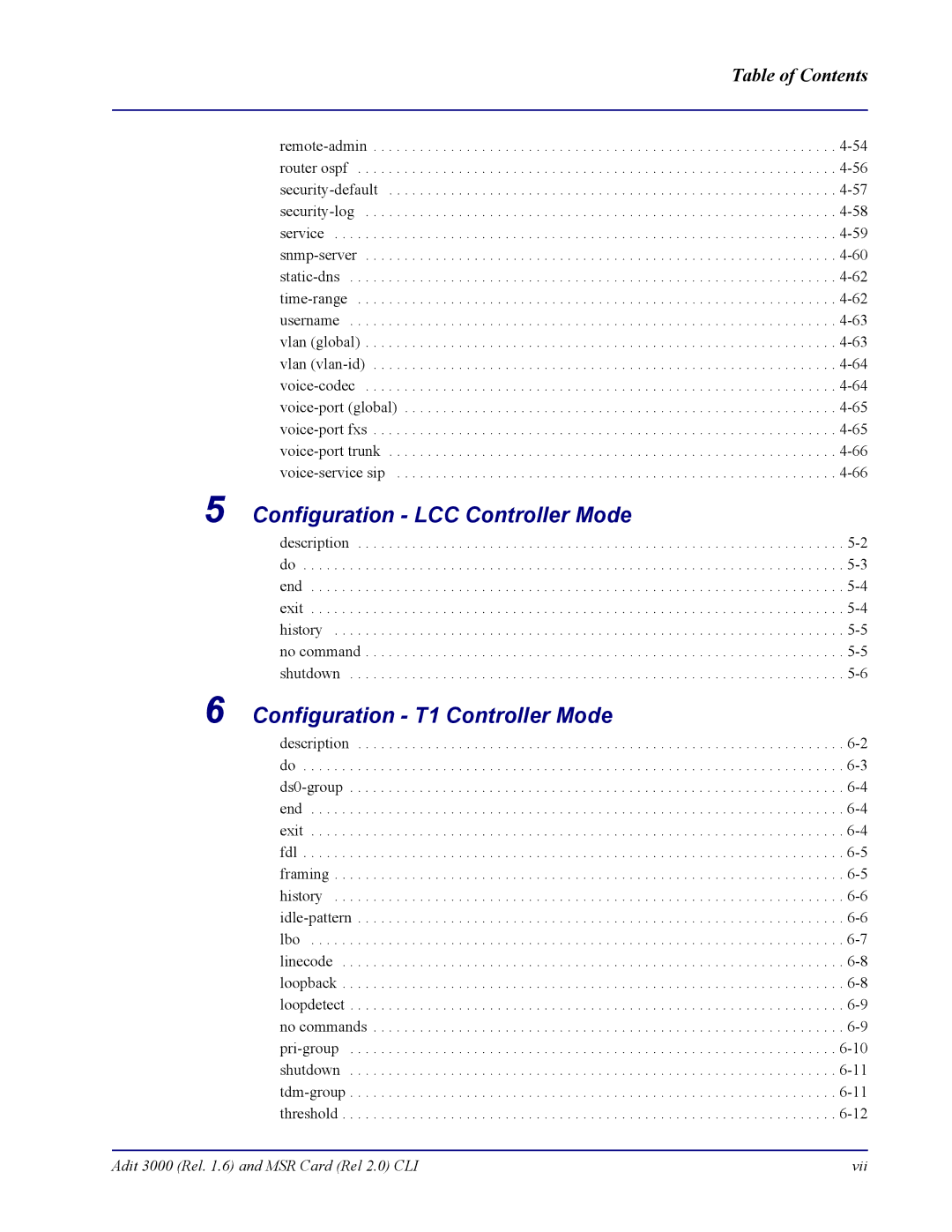 Carrier Access none manual Configuration LCC Controller Mode, Configuration T1 Controller Mode 