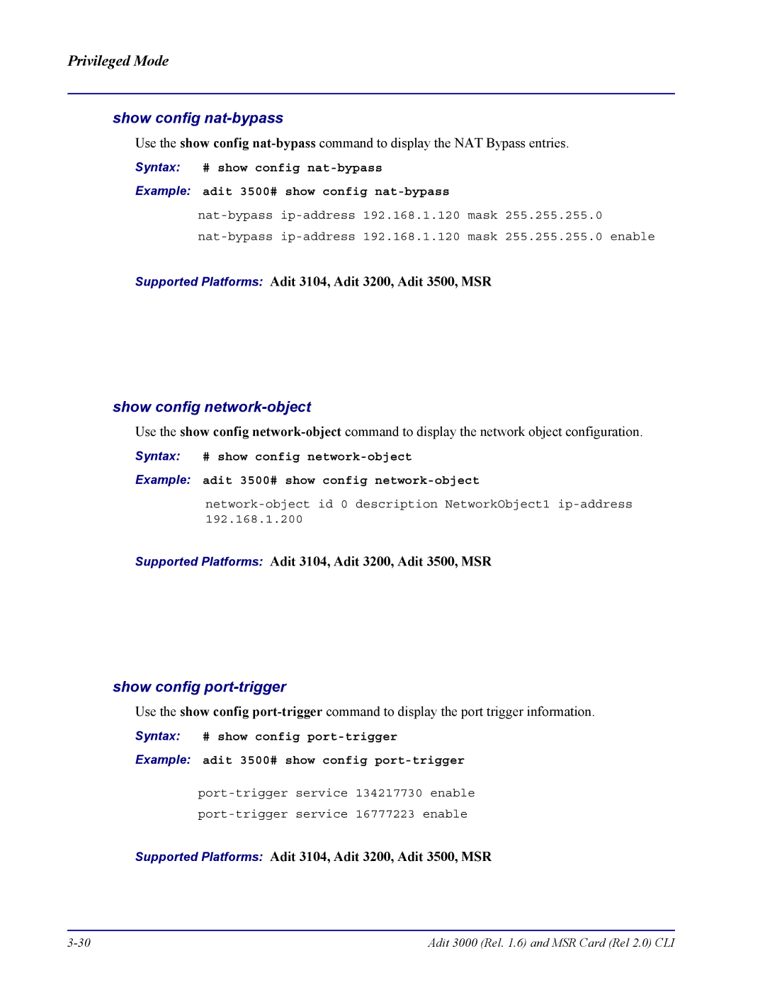 Carrier Access none manual Network-object id 0 description NetworkObject1 ip-address 