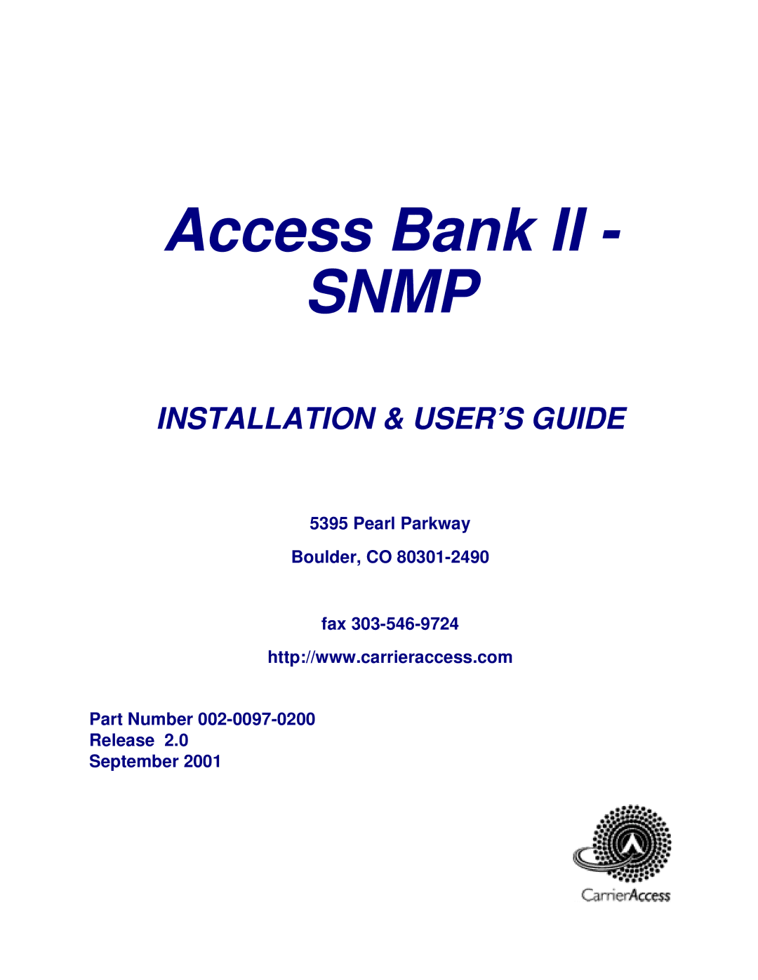 Carrier Access SNMP manual Snmp 