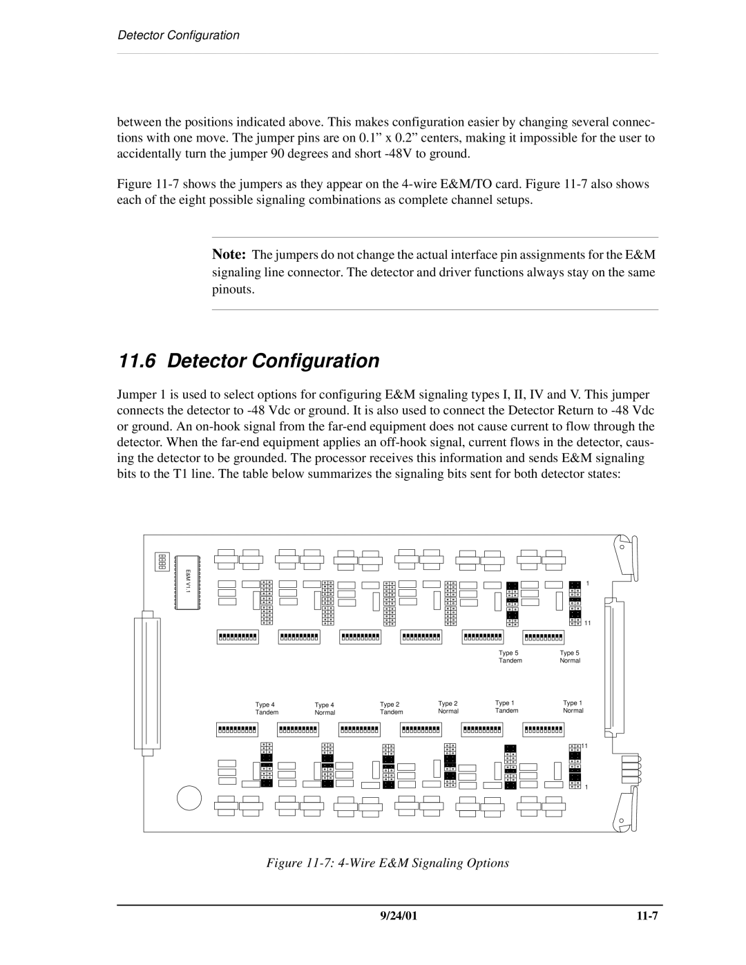 Carrier Access SNMP manual Detector Configuration, Wire E&M Signaling Options 