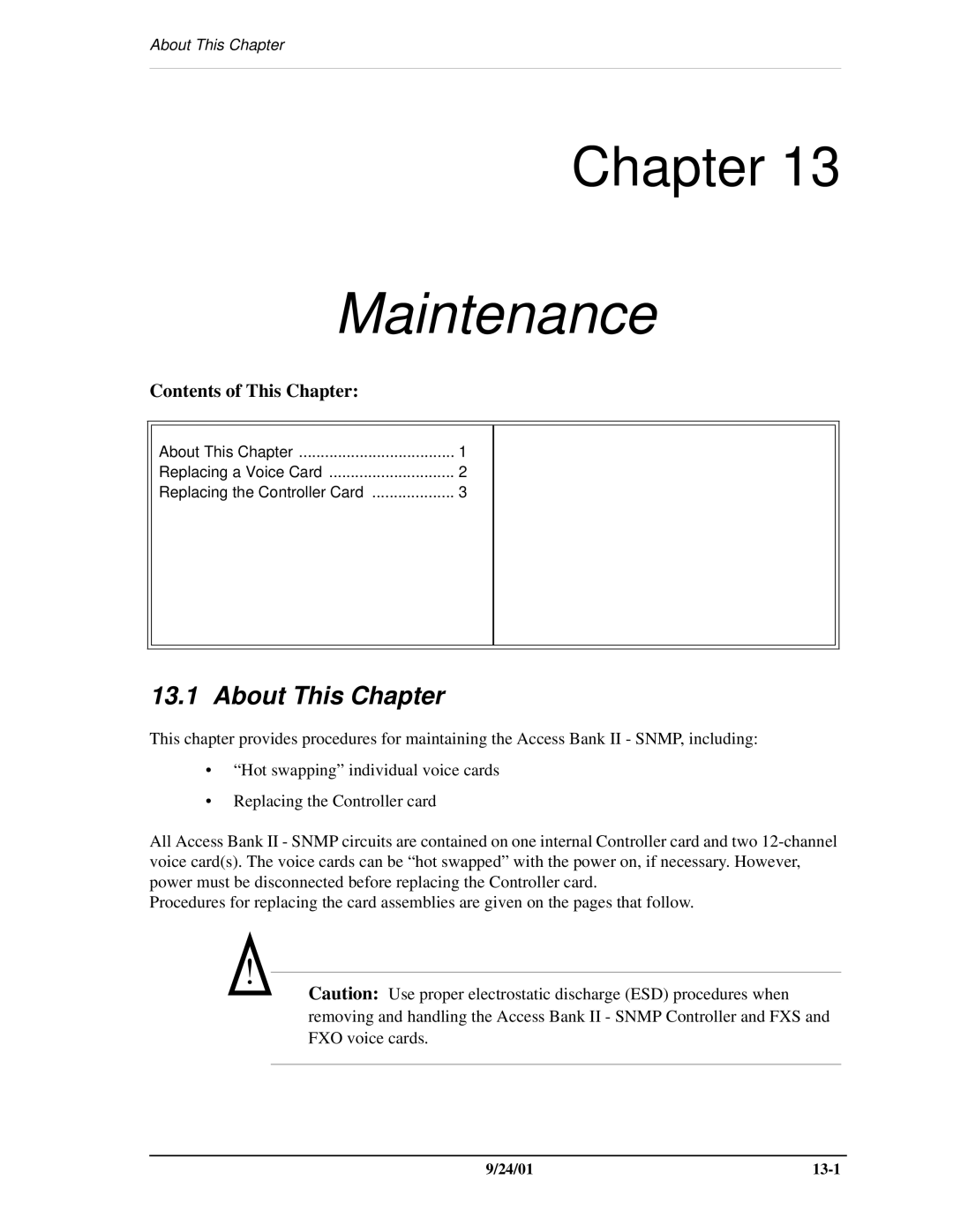 Carrier Access SNMP manual Maintenance 