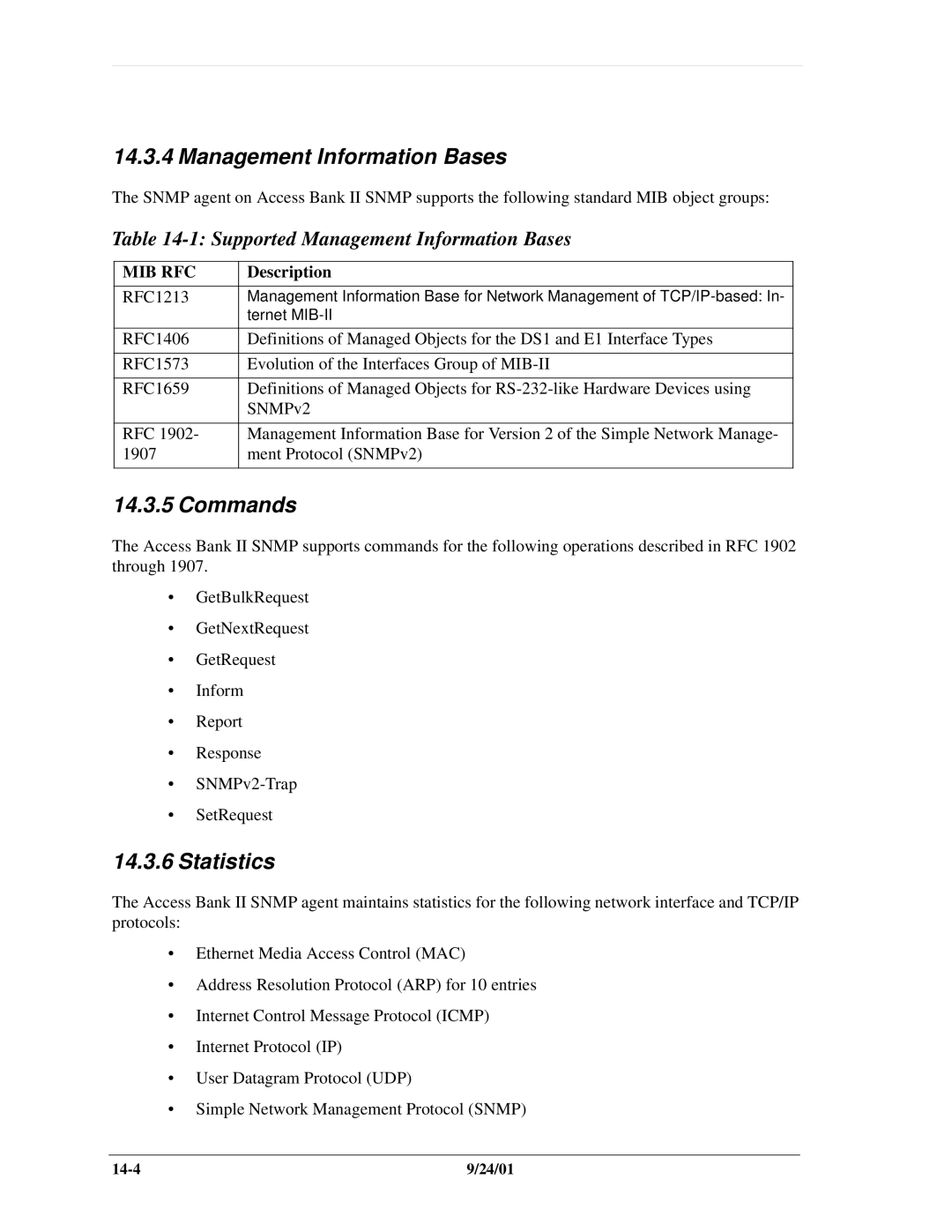 Carrier Access SNMP manual Commands, Statistics, Supported Management Information Bases 