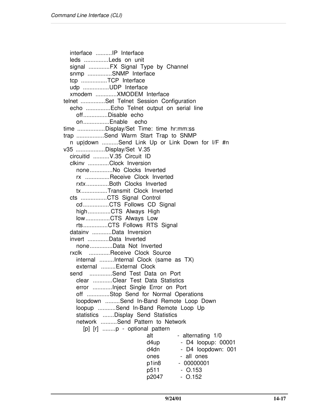 Carrier Access SNMP manual Echo Echo Telnet output on serial line Off Disable Enable 