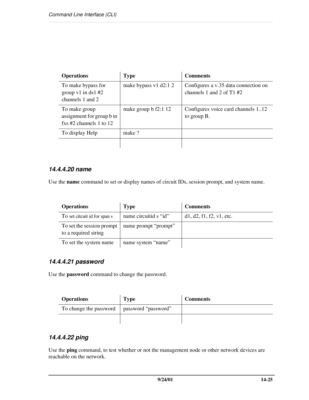 Carrier Access SNMP manual Name, Password, Ping 