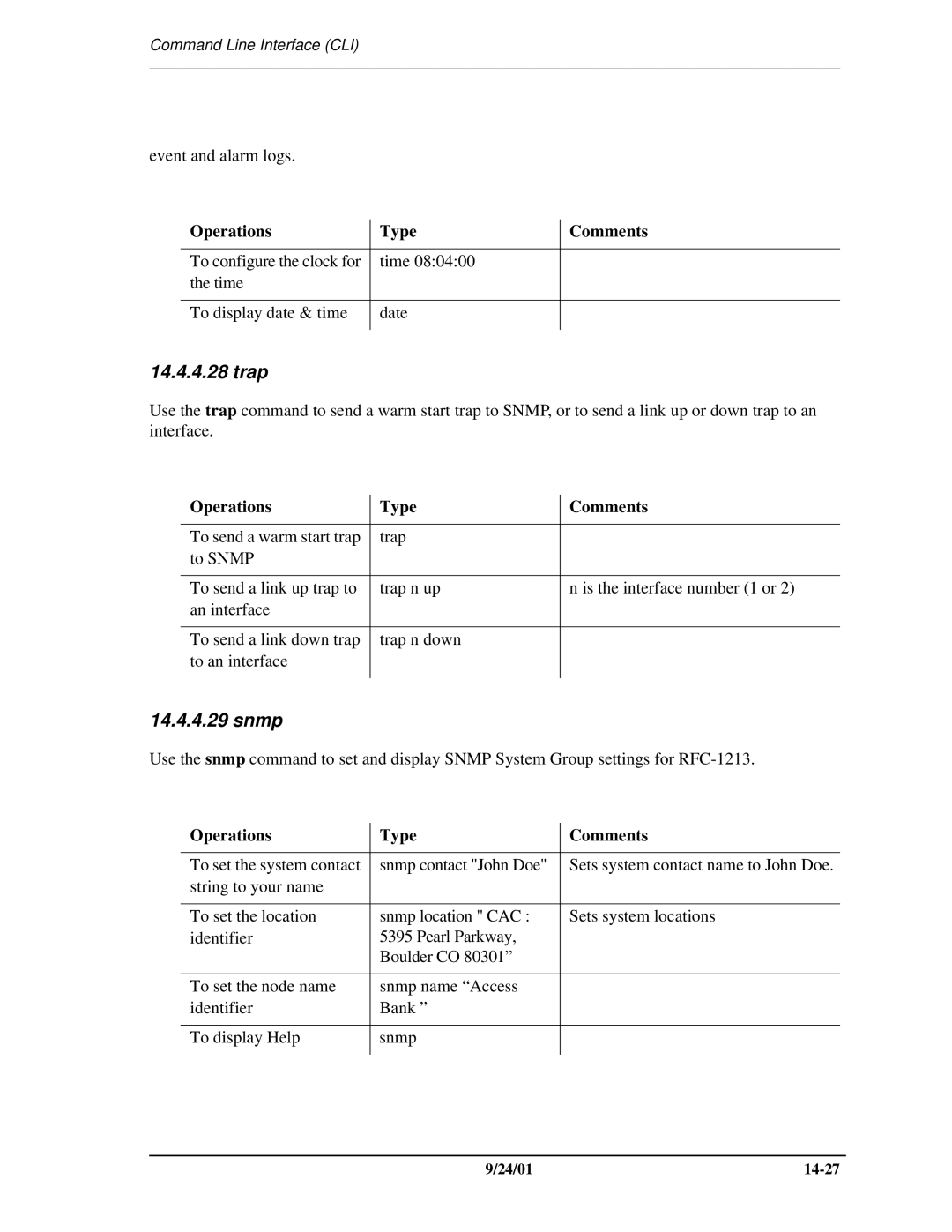 Carrier Access SNMP manual Trap 