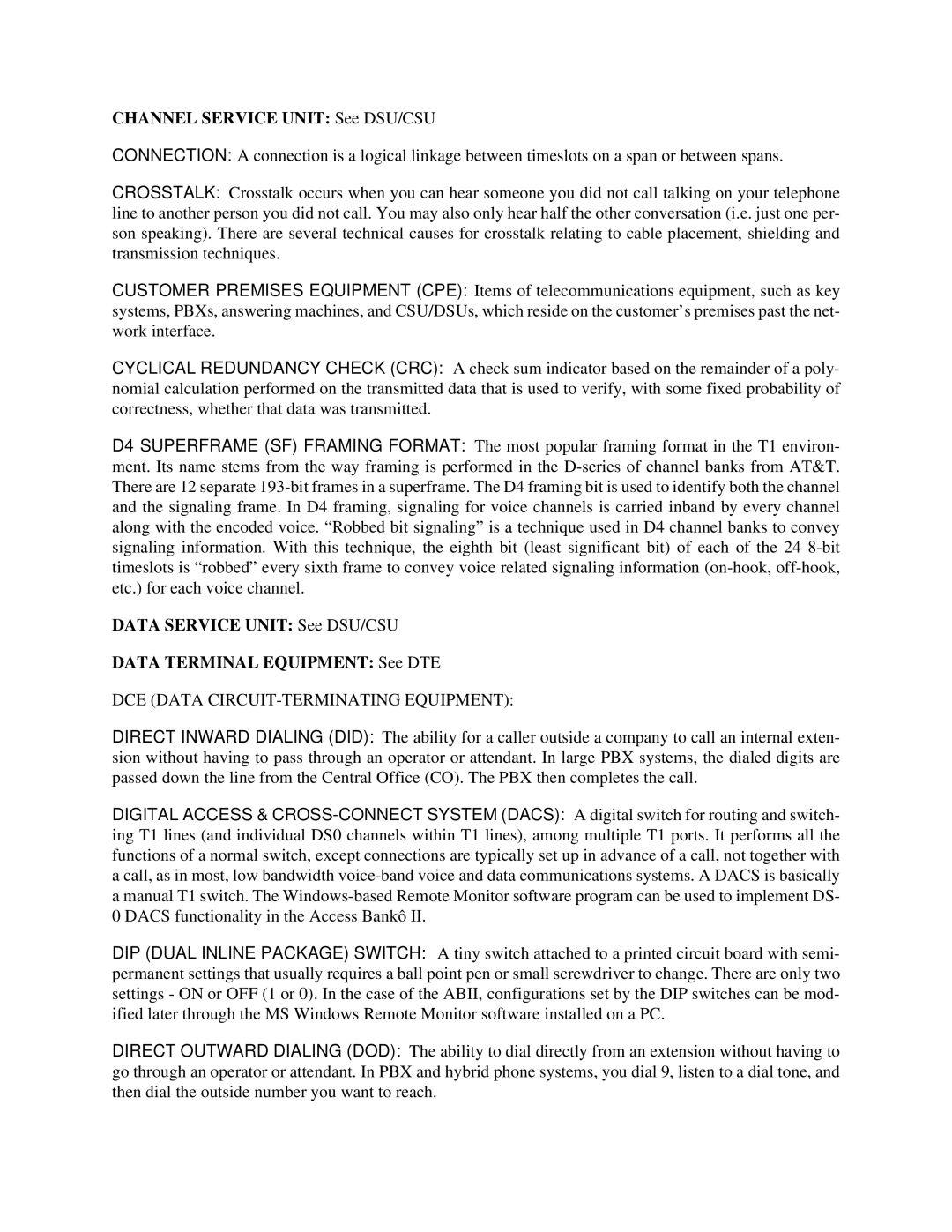 Carrier Access SNMP manual Channel Service Unit See DSU/CSU 