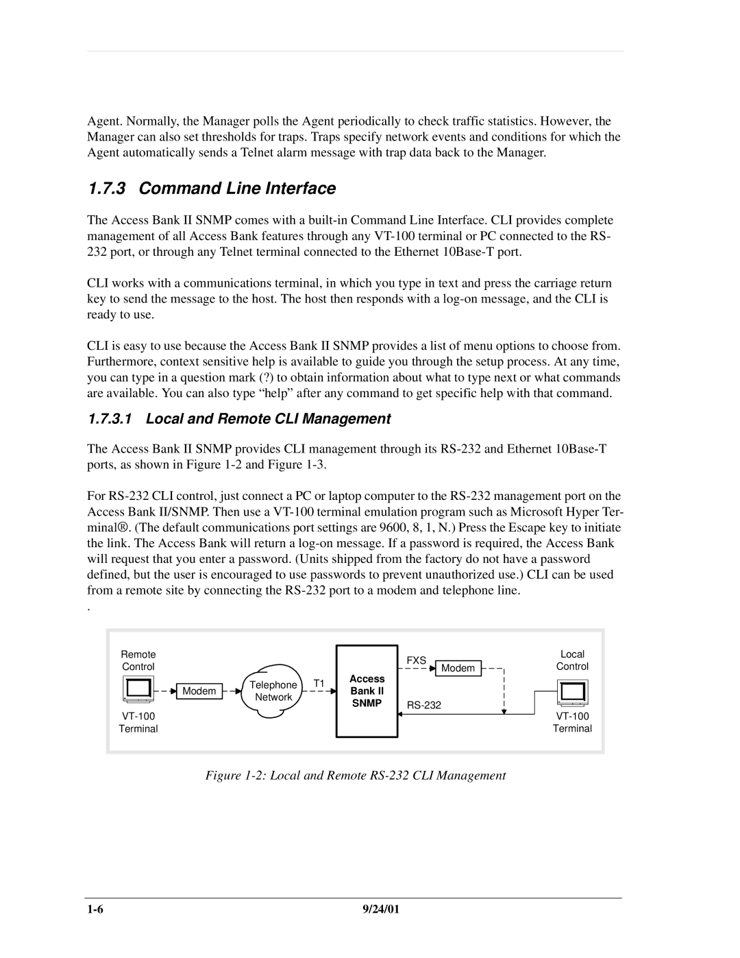 Carrier Access SNMP manual Command Line Interface, Local and Remote CLI Management 