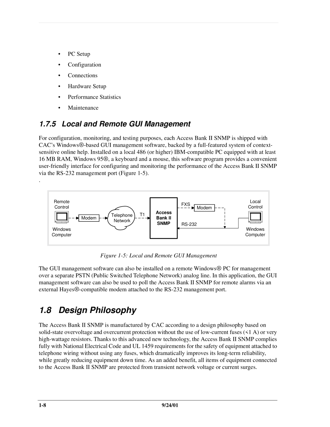 Carrier Access SNMP manual Design Philosophy, Local and Remote GUI Management 