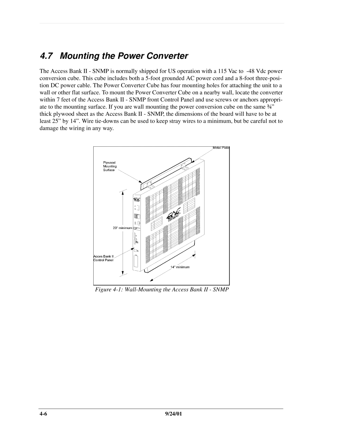 Carrier Access SNMP manual Mounting the Power Converter, Wall-Mounting the Access Bank II Snmp 